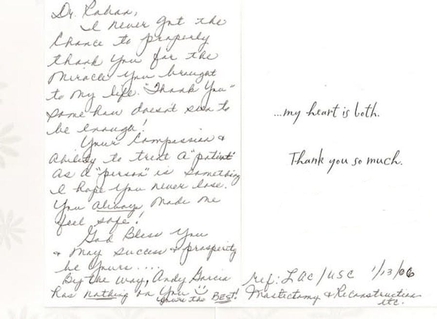 thank you card to Dr. Rahban