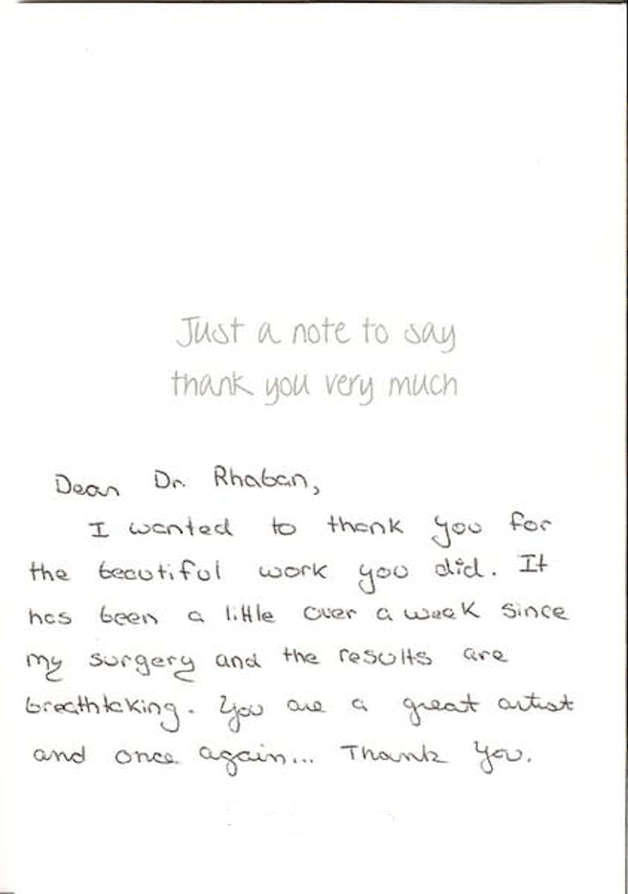 thank you card to Dr. Rahban