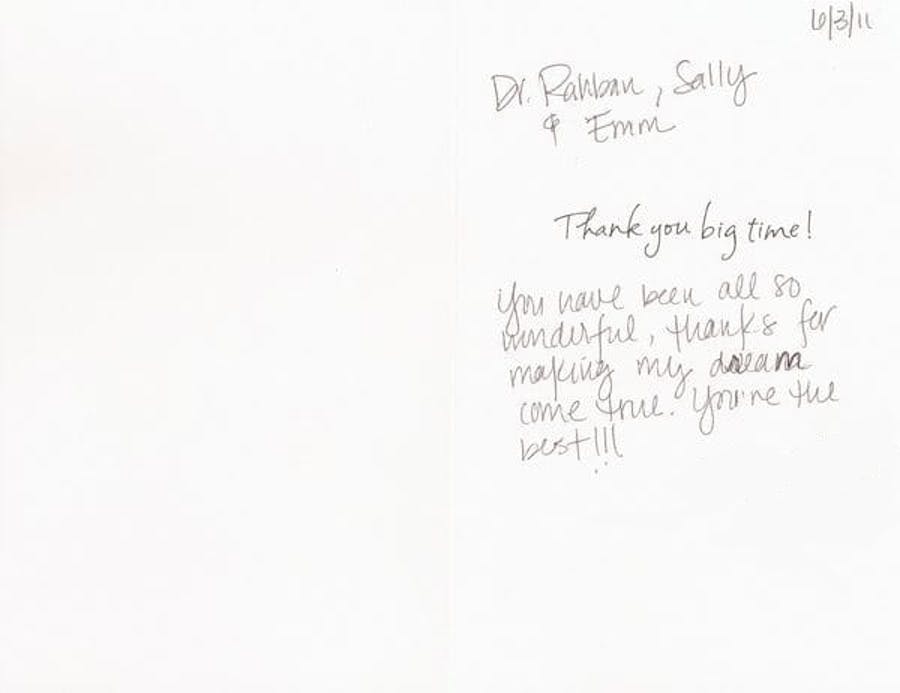 thank you card to Dr. Rahban