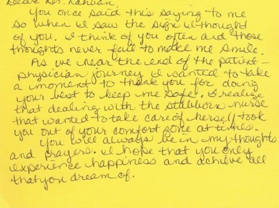 thank you card to Dr. Rahban