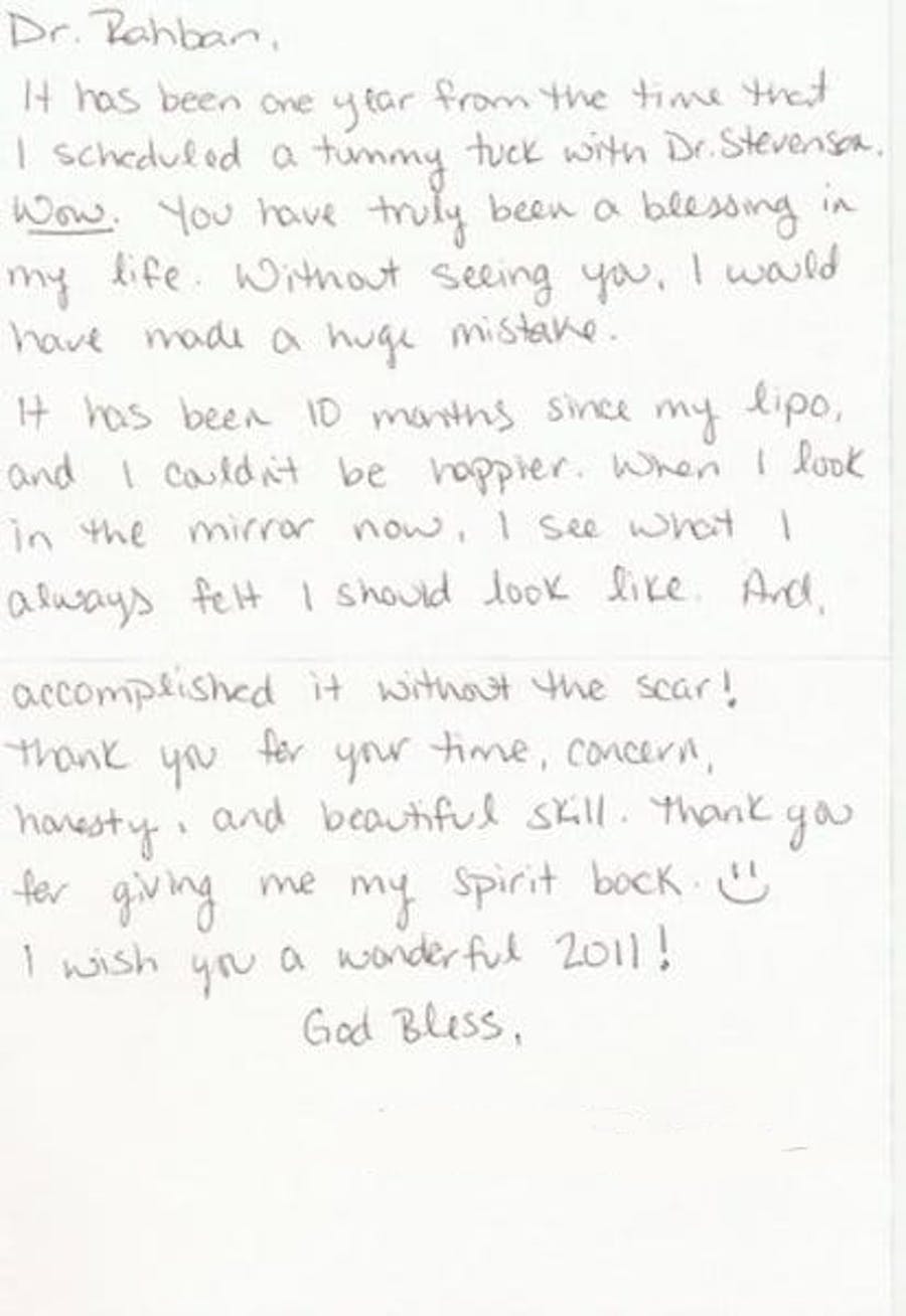 thank you card to Dr. Rahban