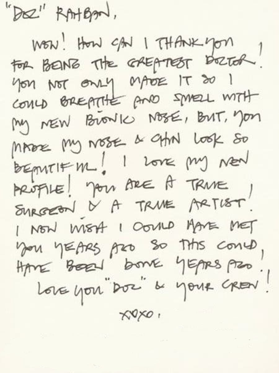 thank you card to Dr. Rahban