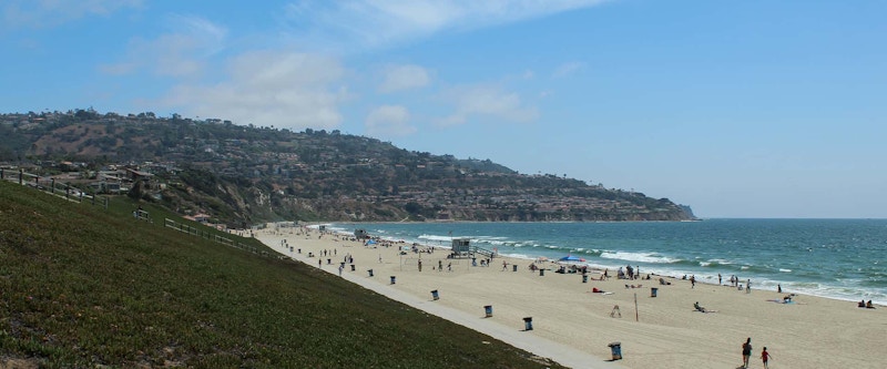 A beach filled with people