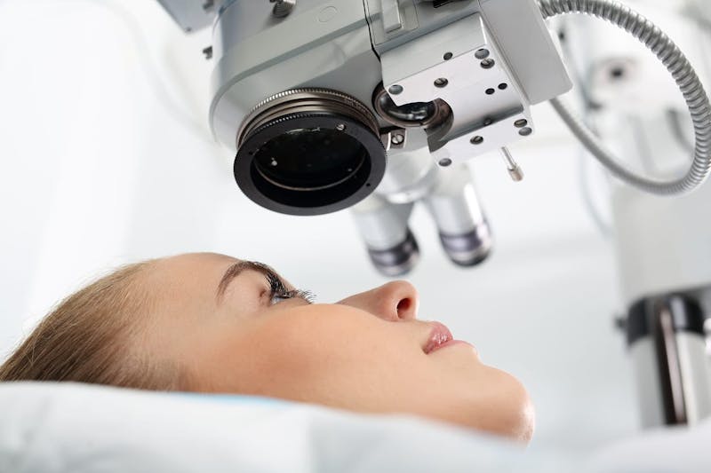 Woman receiving LASIK