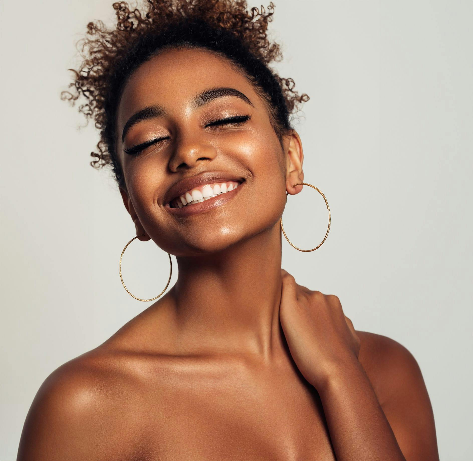 Woman with hoop earrings