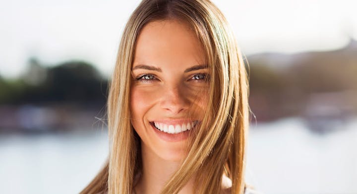 Blonde woman smiling