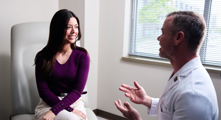Woman receiving consultation