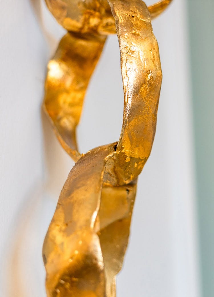close up of gold metal chain
