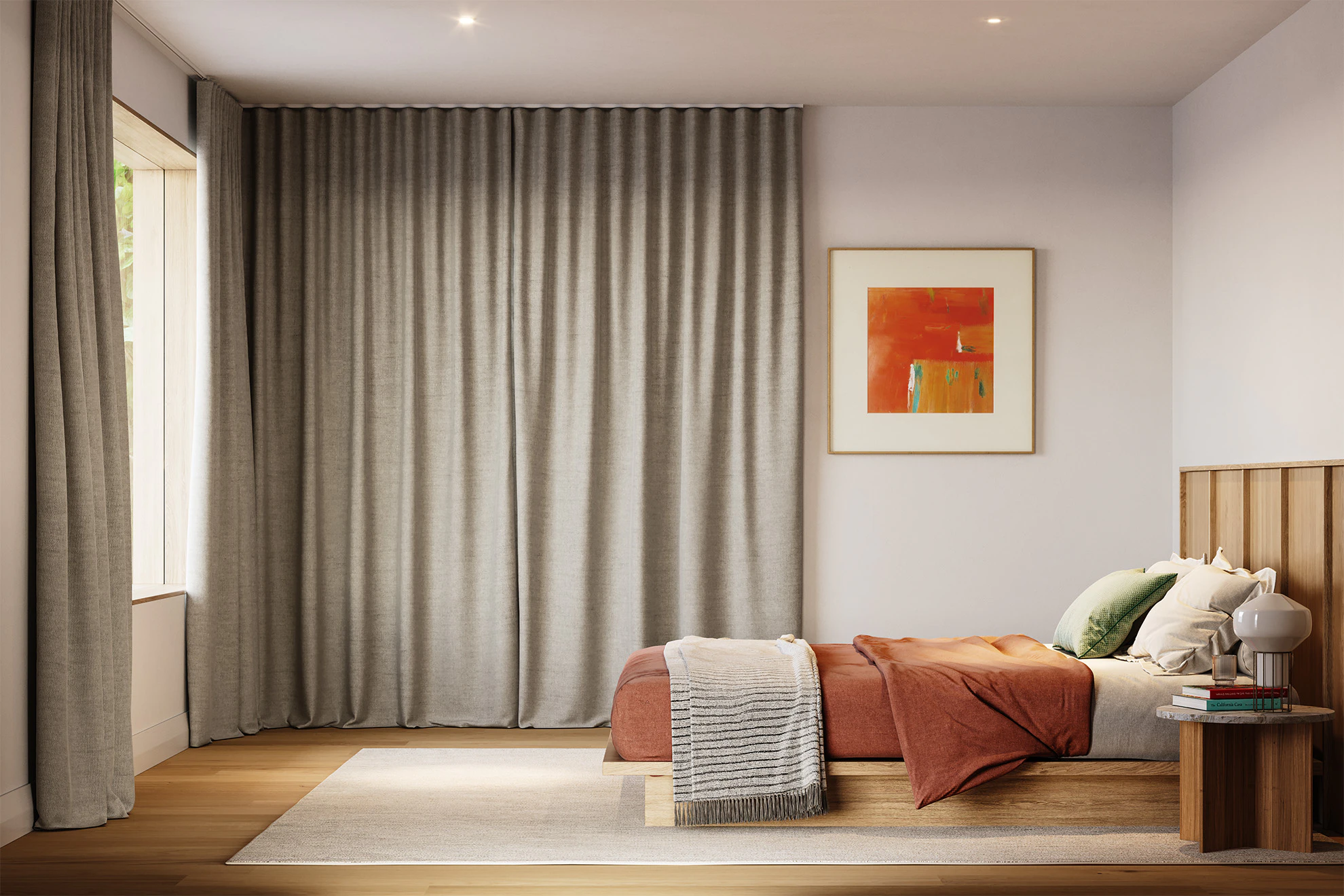 Kate Blackout Curved Curtains in Driftwood