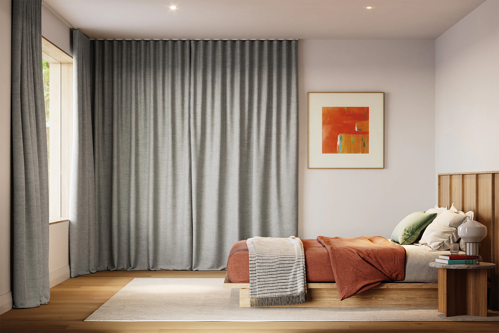 Kate Blackout Curved Curtains in Frost