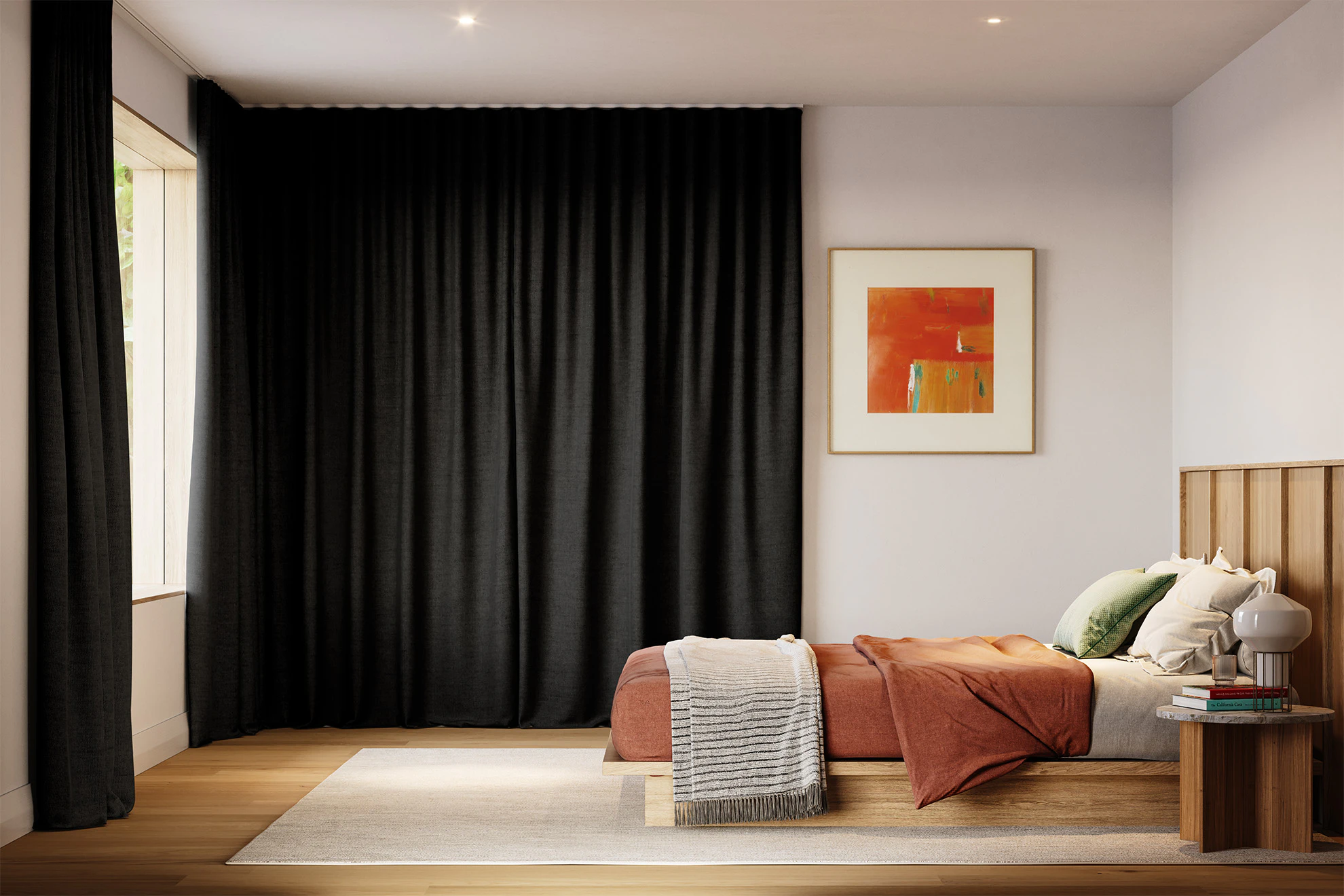Kate Blackout Curved Curtains in Asphalt