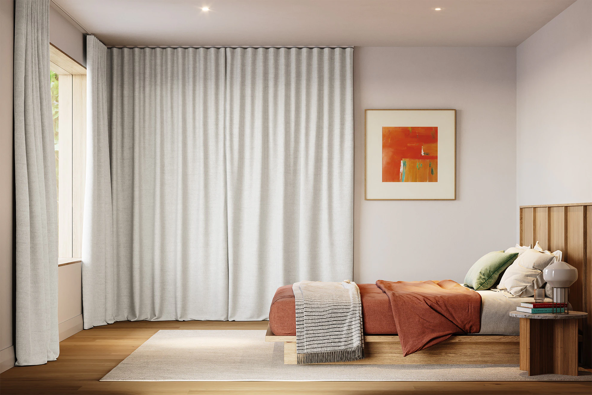 Kate Blackout Curved Curtains in Chalk