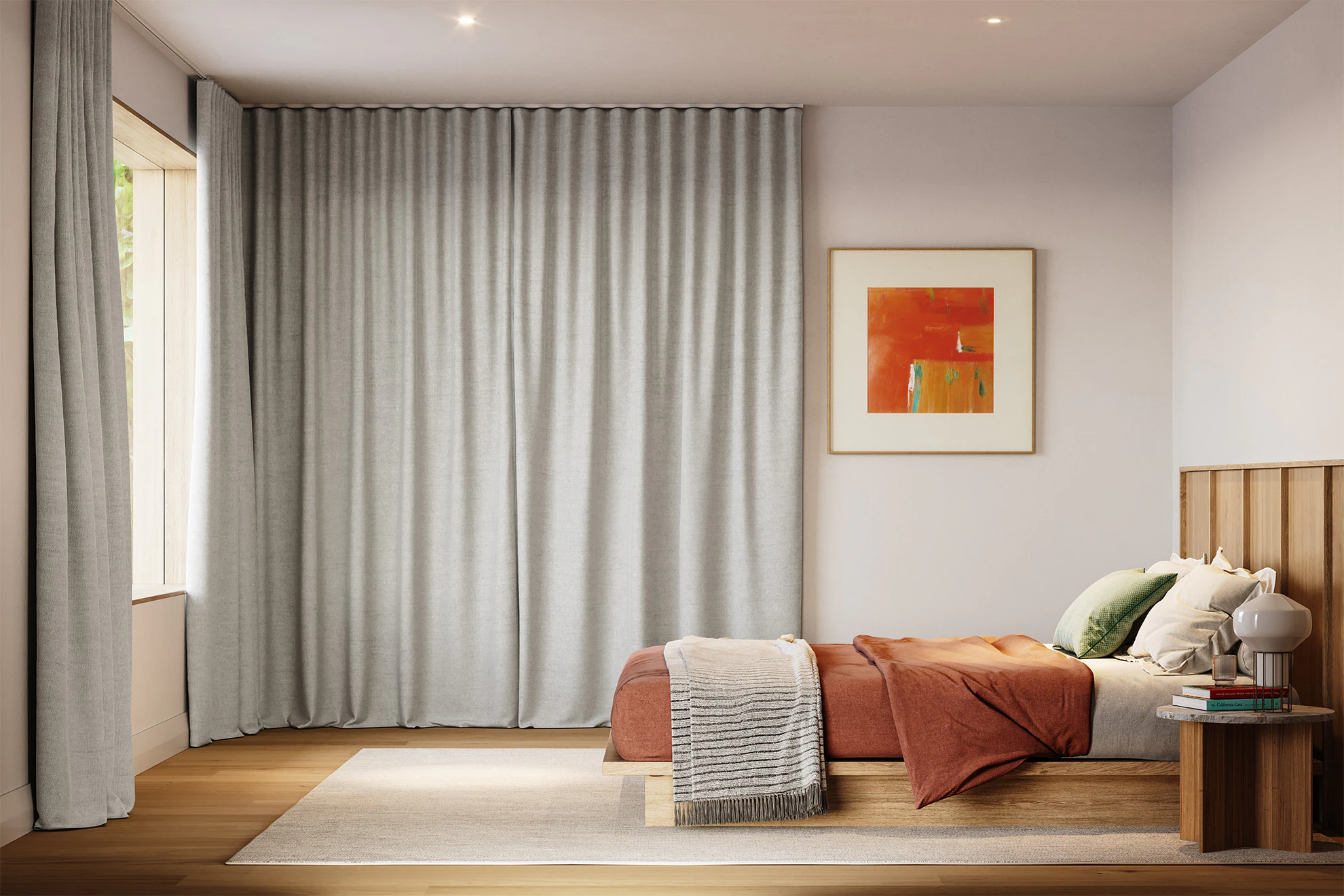 Kate Blackout Curved Curtains in Vanilla