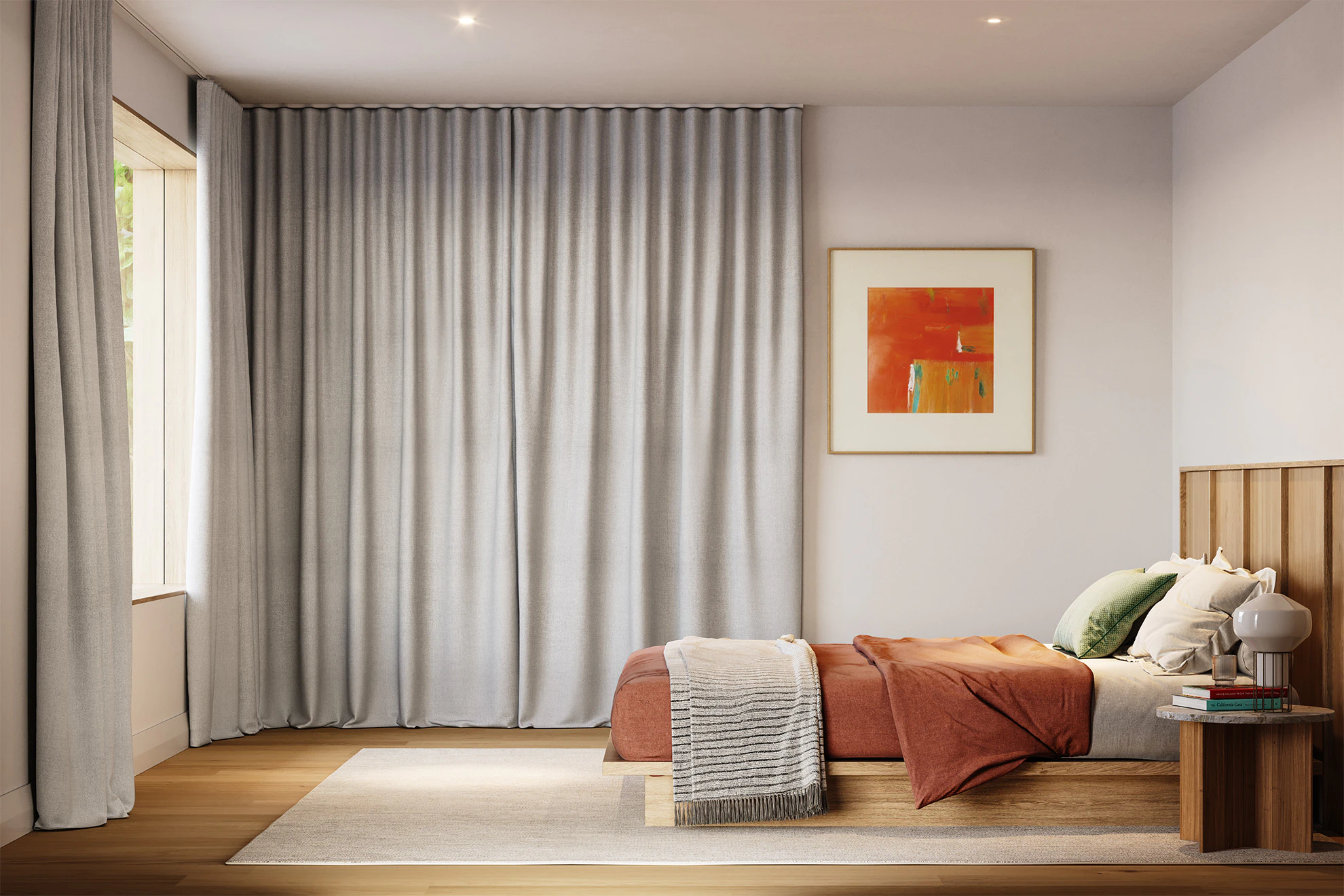 Christina Blackout Curved Curtains in Luna