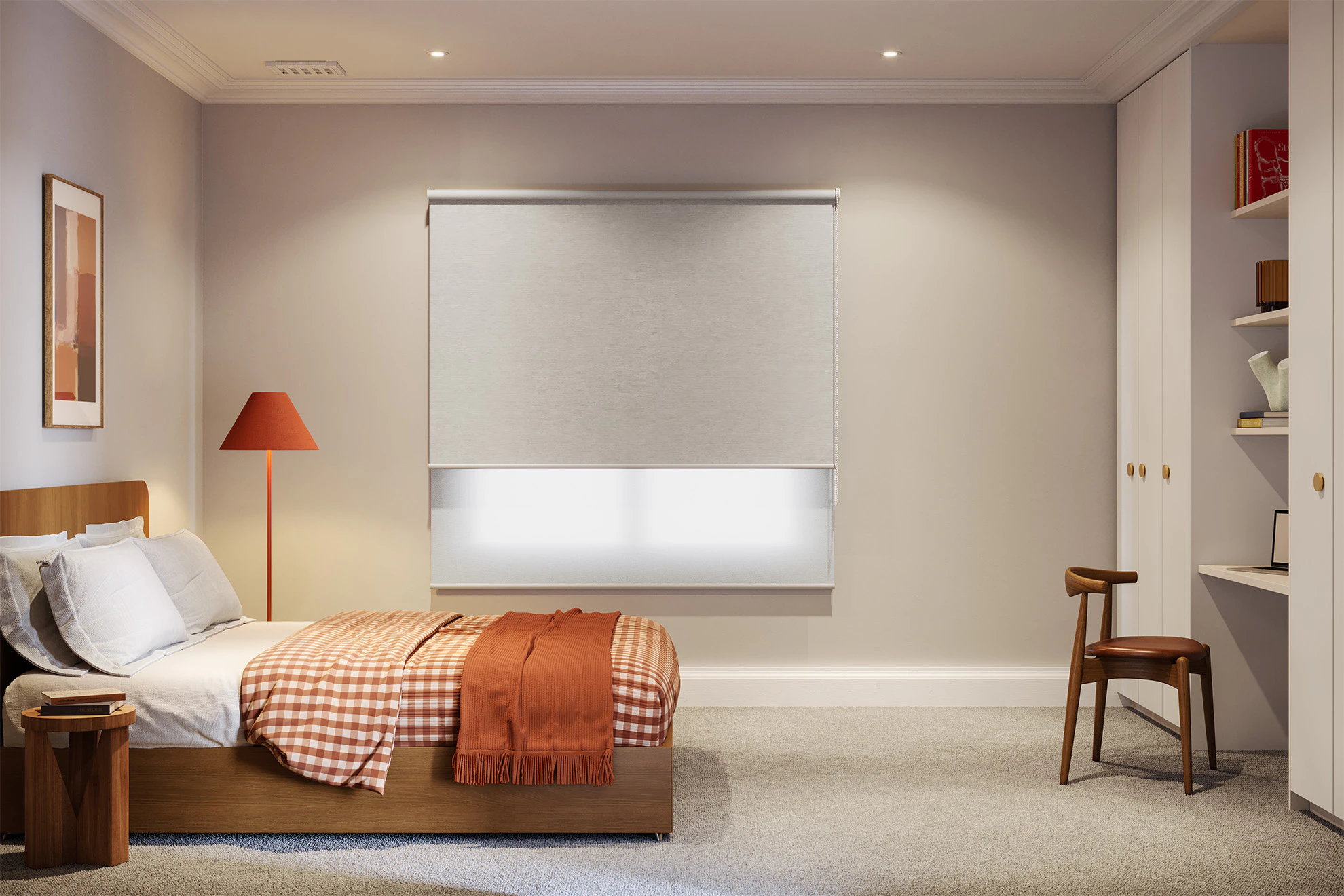 Lucy Blackout + Light Filter Double Roller Blinds in Chalk