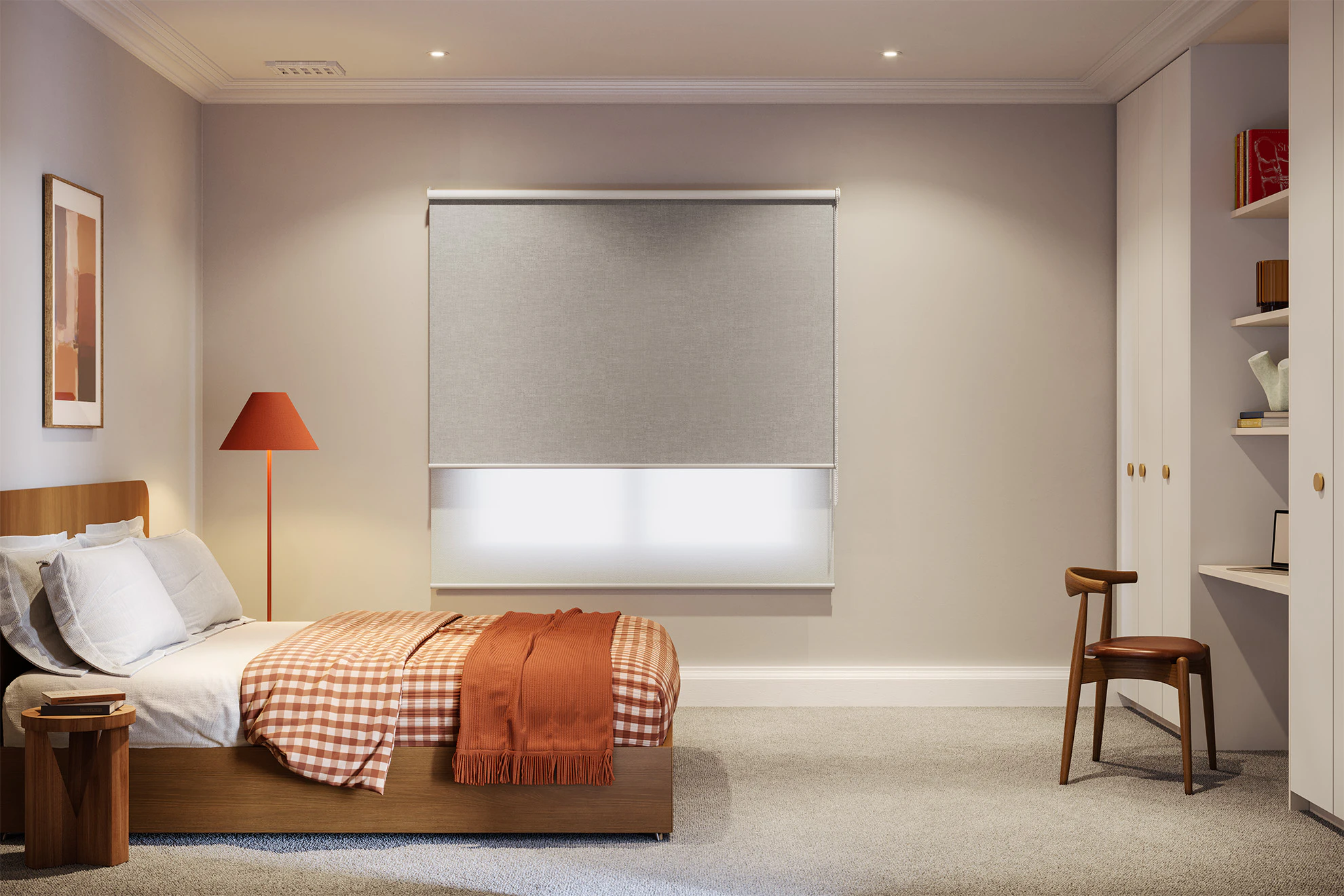 Marion Blackout + Light Filter Double Roller Blinds in Dove