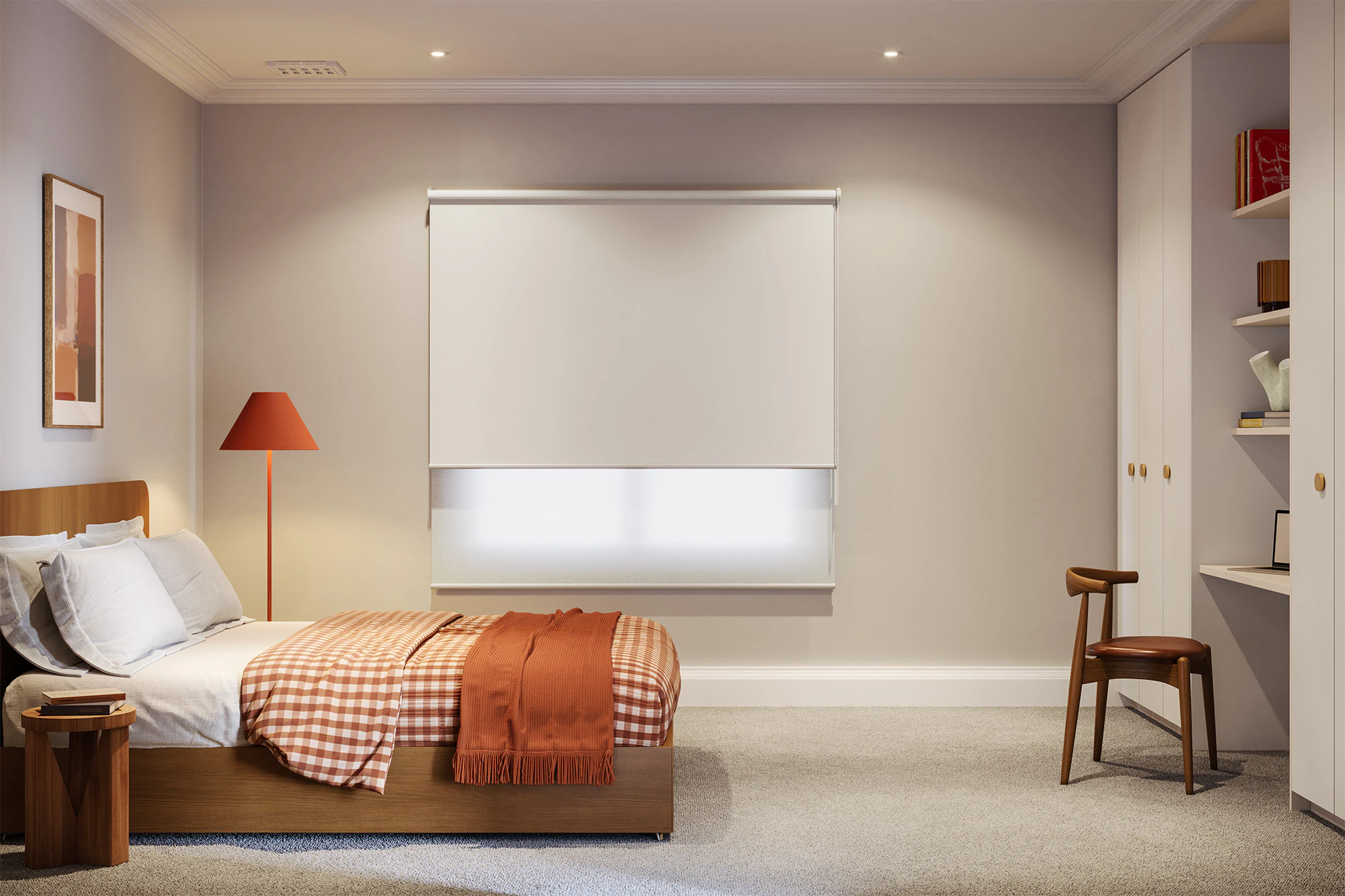 Jane Blackout + Light Filter Double Roller Blinds in Peak