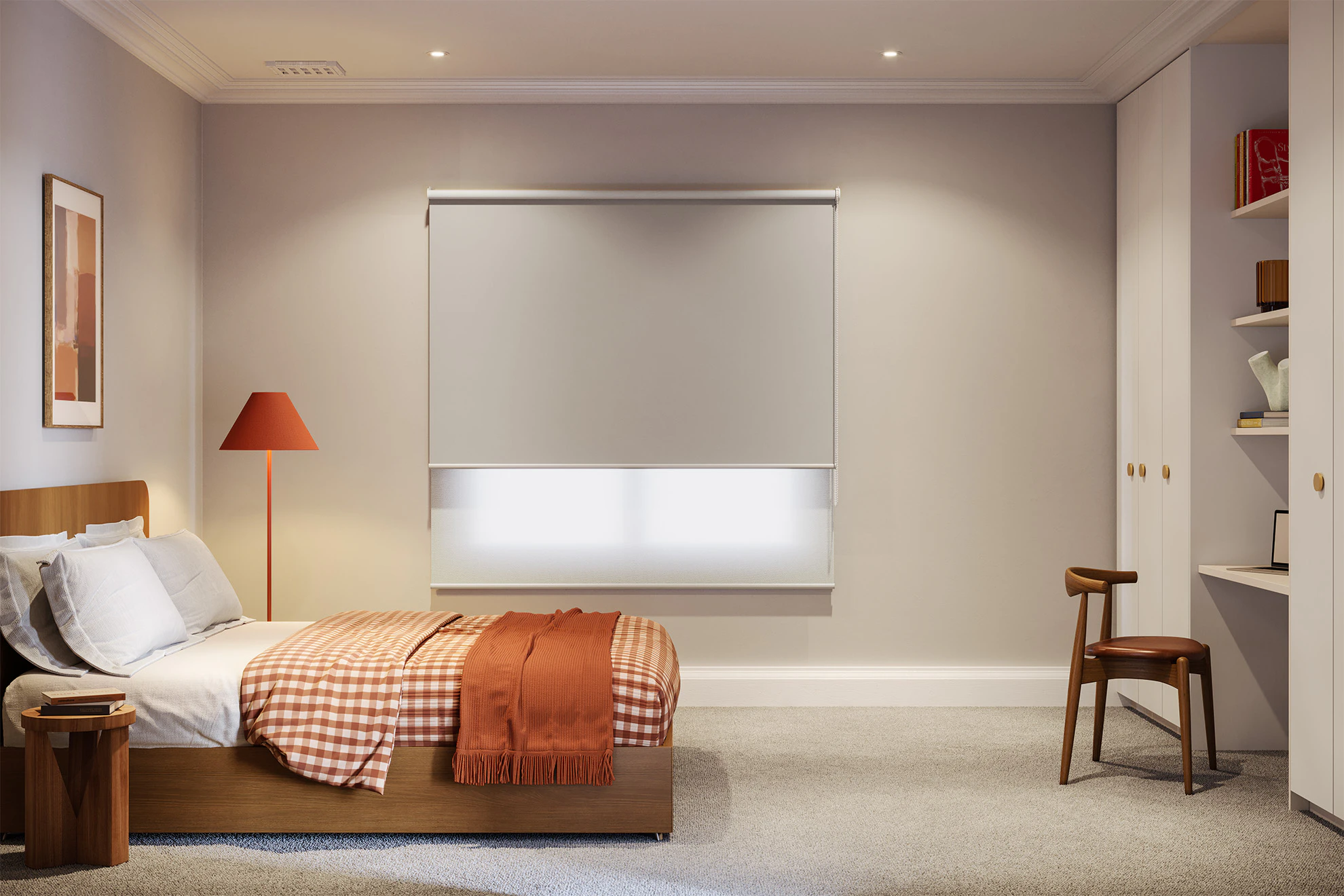 Skyler Blackout + Light Filter Double Roller Blinds in Limestone