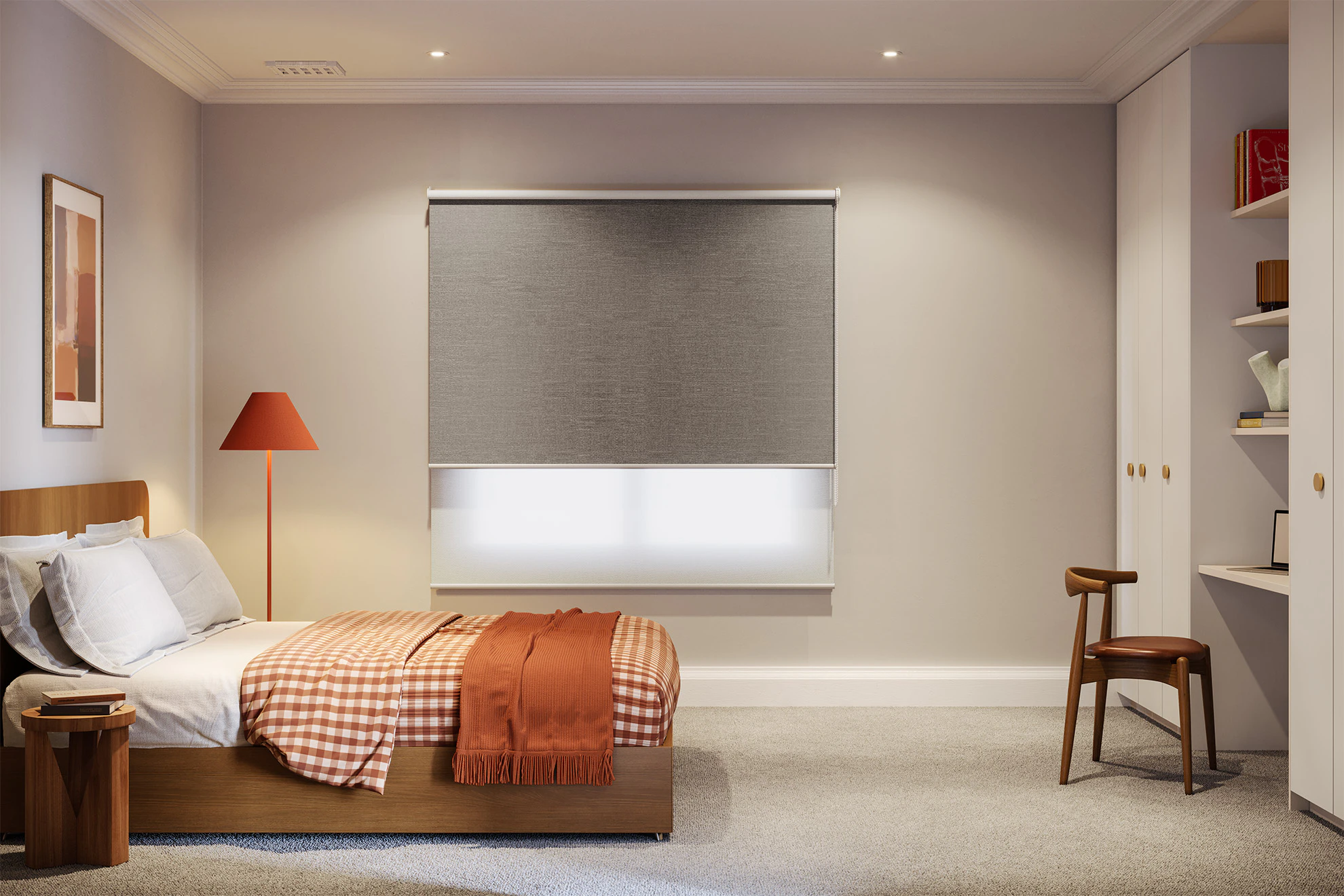 Trish Blackout + Light Filter Double Roller Blinds in Silverlock