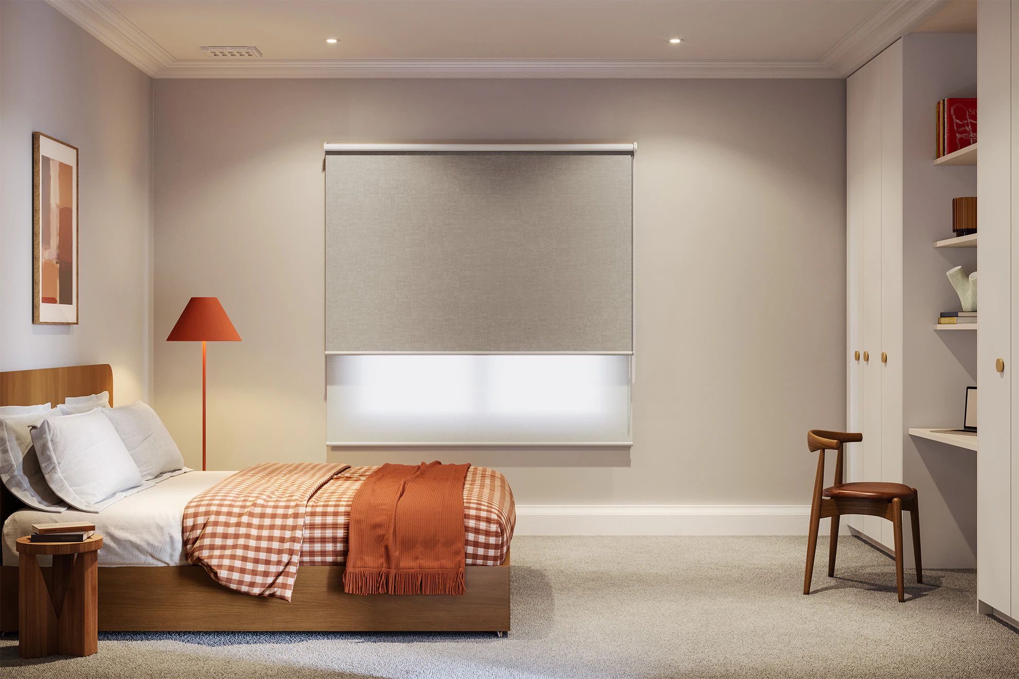 Marion Blackout + Light Filter Double Roller Blinds in Almond