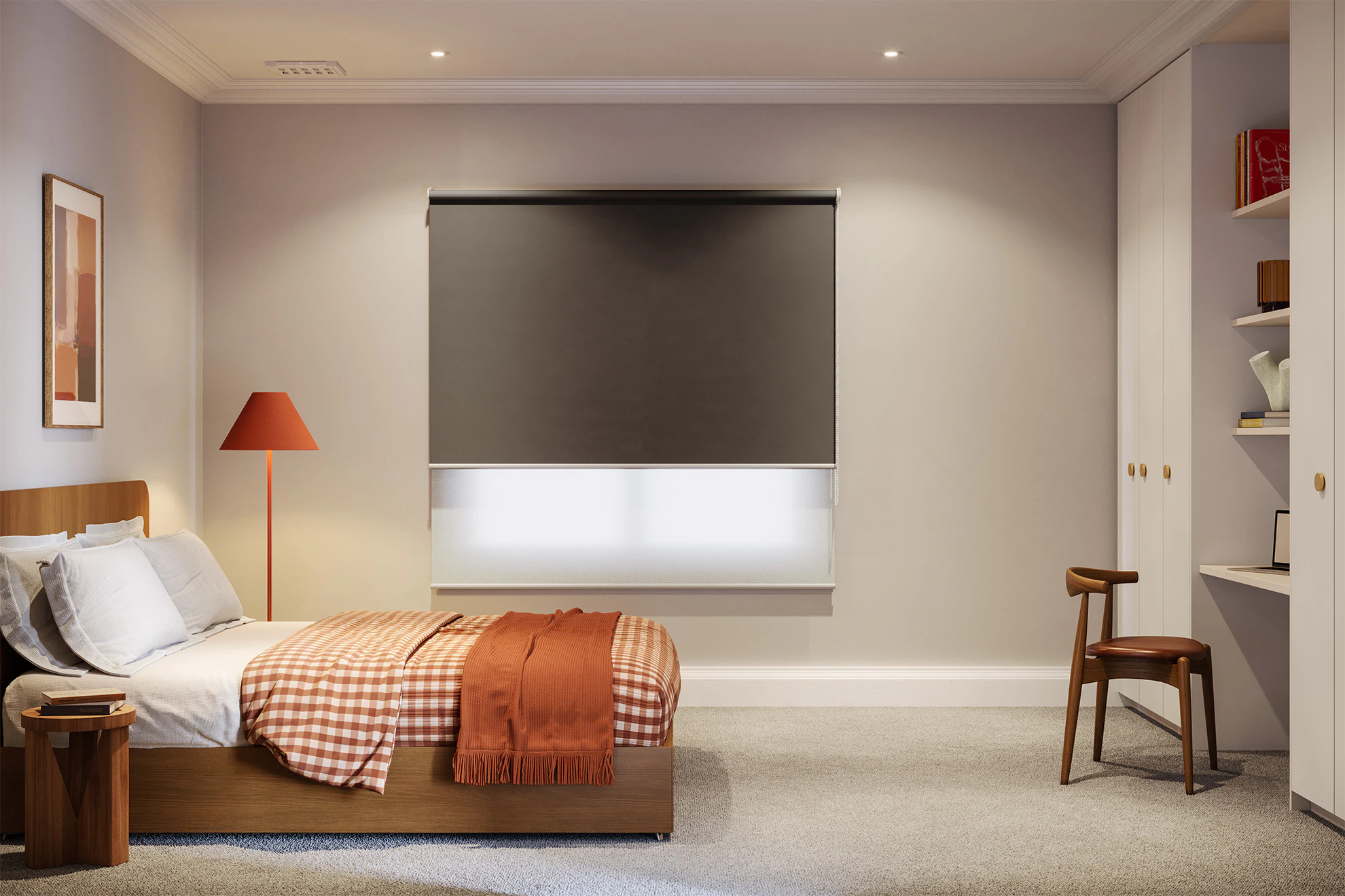 Emily Blackout + Light Filter Double Roller Blinds in Flint