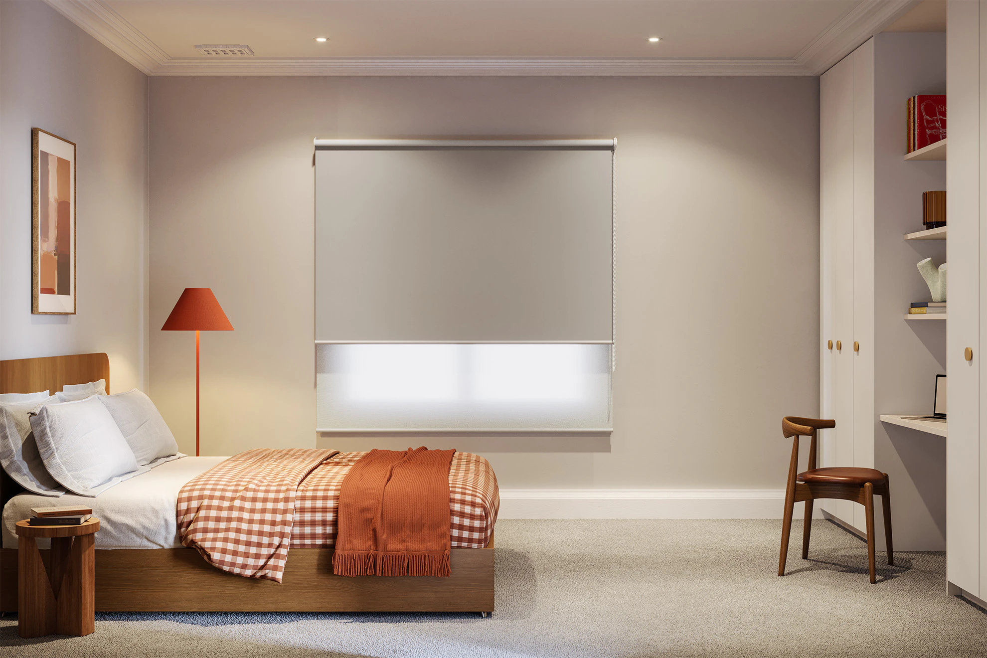 Skyler Blackout + Light Filter Double Roller Blinds in Mist