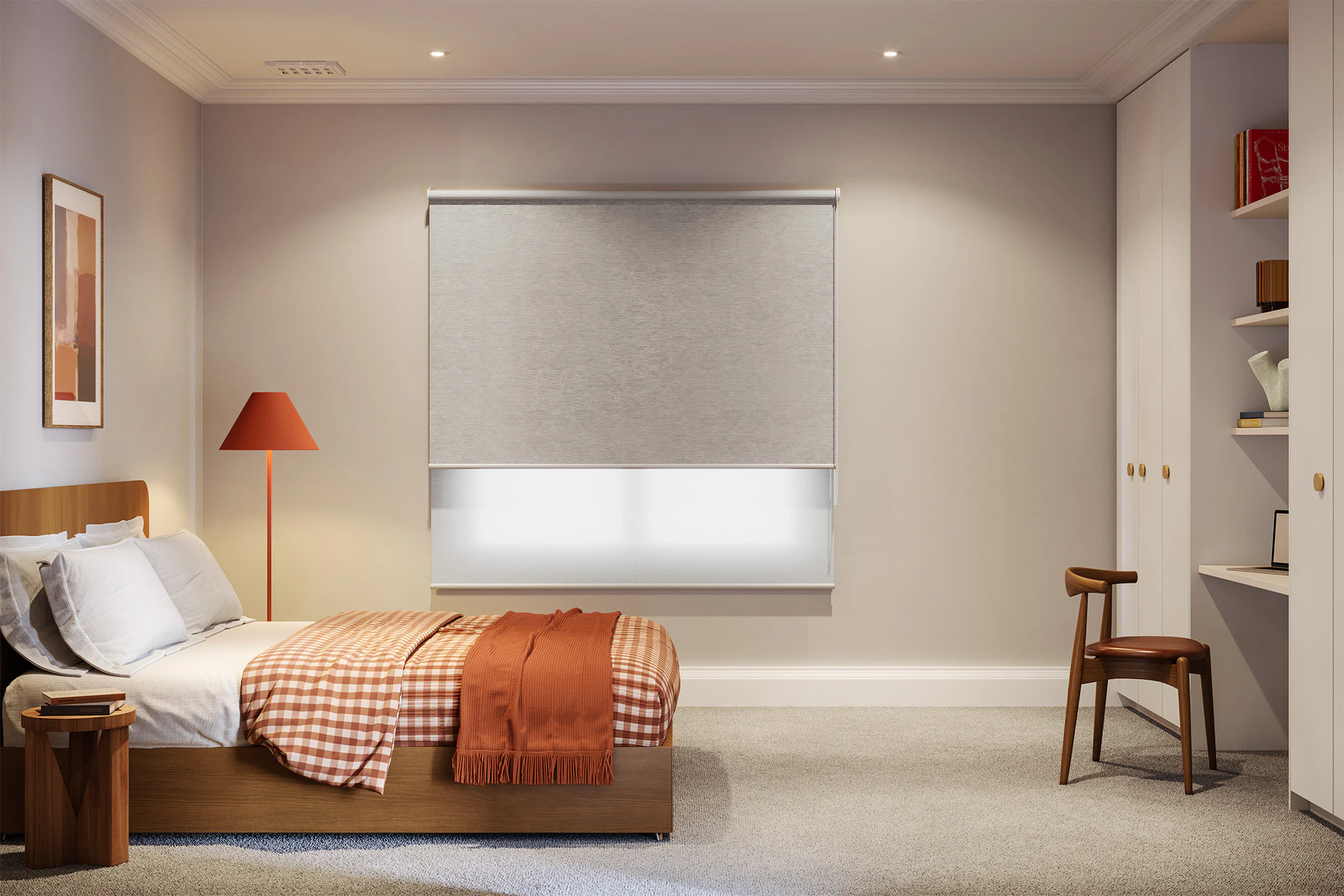 Lucy Blackout + Light Filter Double Roller Blinds in Concrete