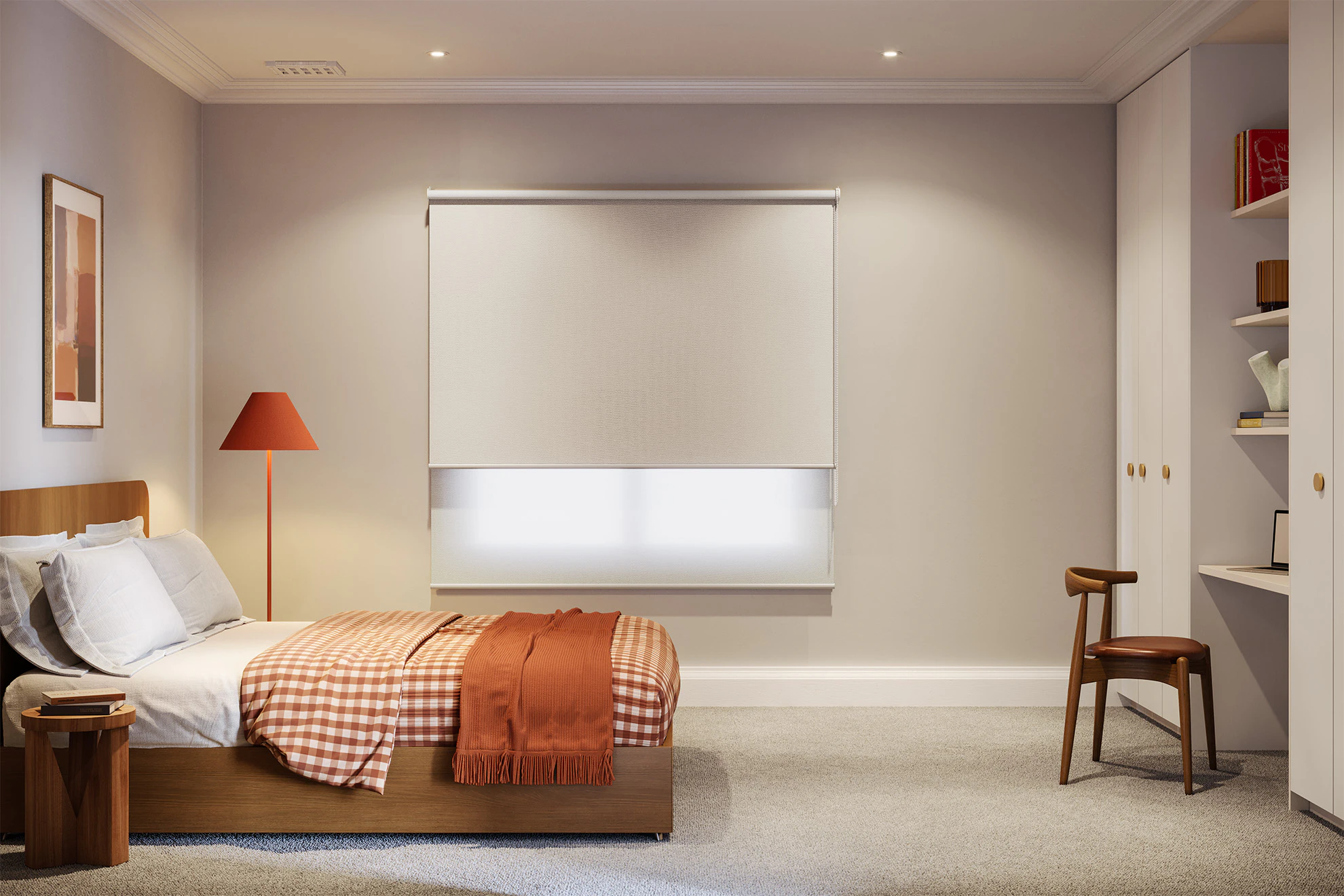 Jessica Blackout + Light Filter Double Roller Blinds in Ecru