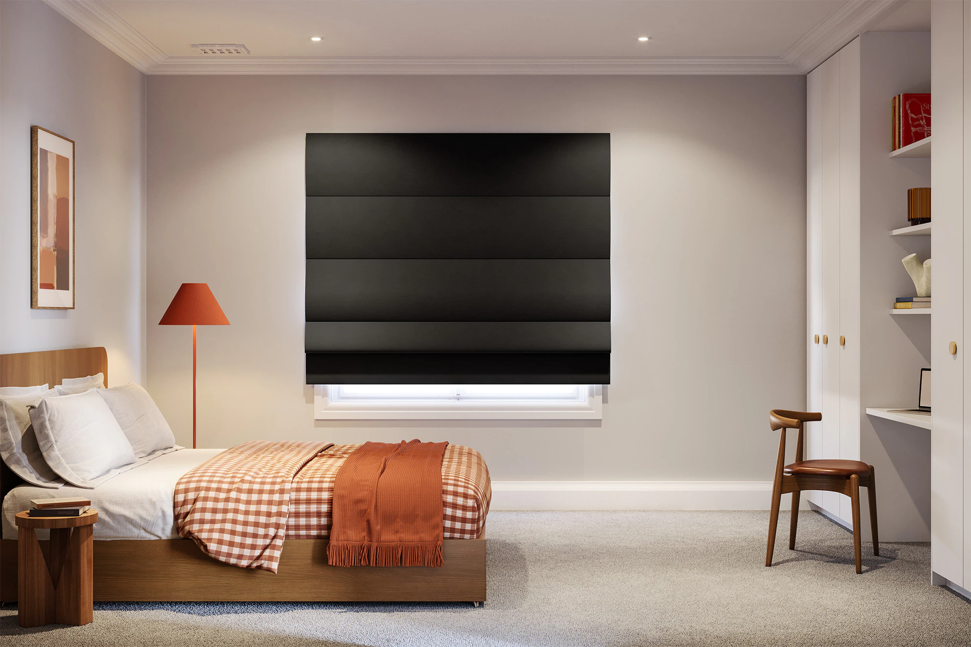 Emily Blackout Roman Blinds in Ebony