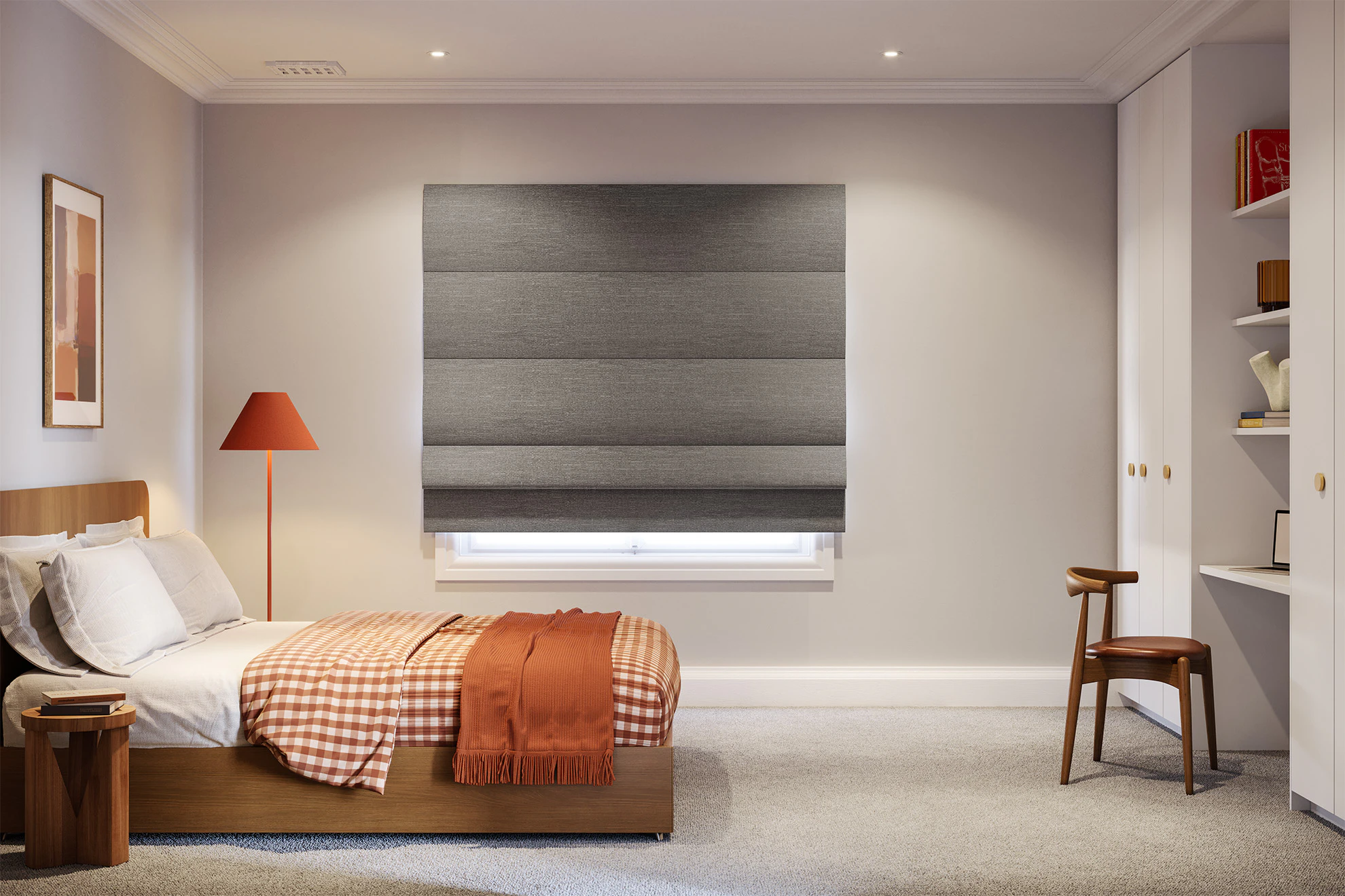 Trish Blackout Roman Blinds in Cyrix