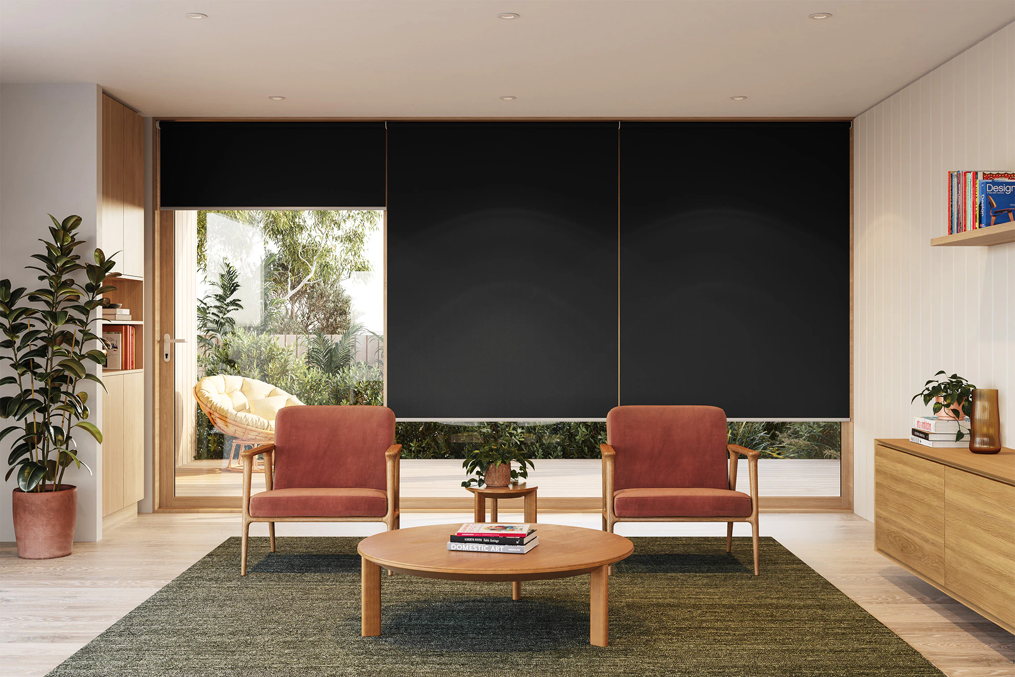 Jane Blackout Linked Roller Blinds in Minus