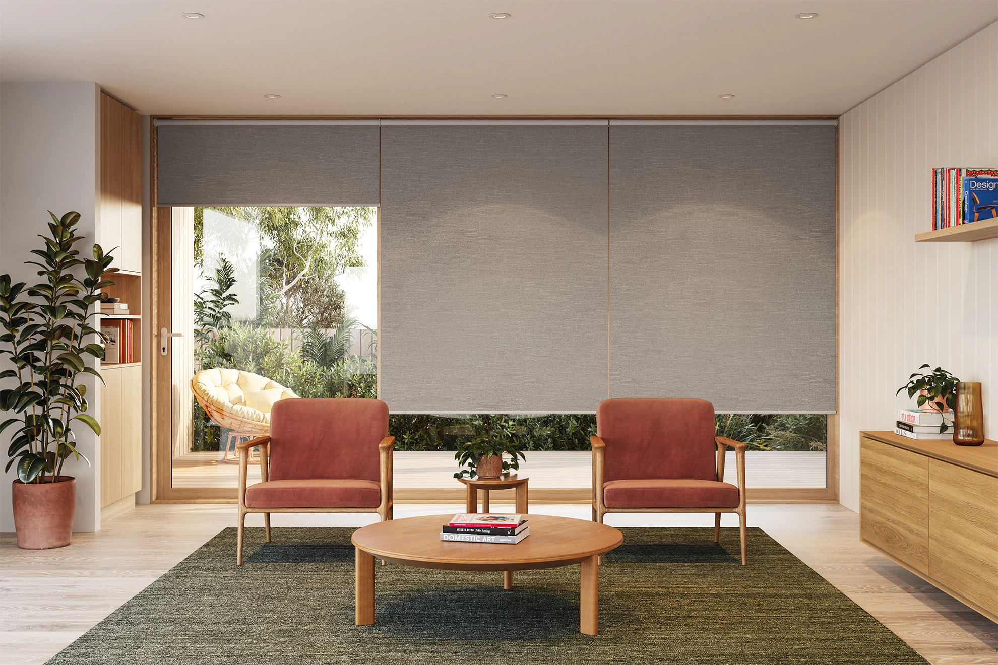 Trish Blackout Linked Roller Blinds in Phase