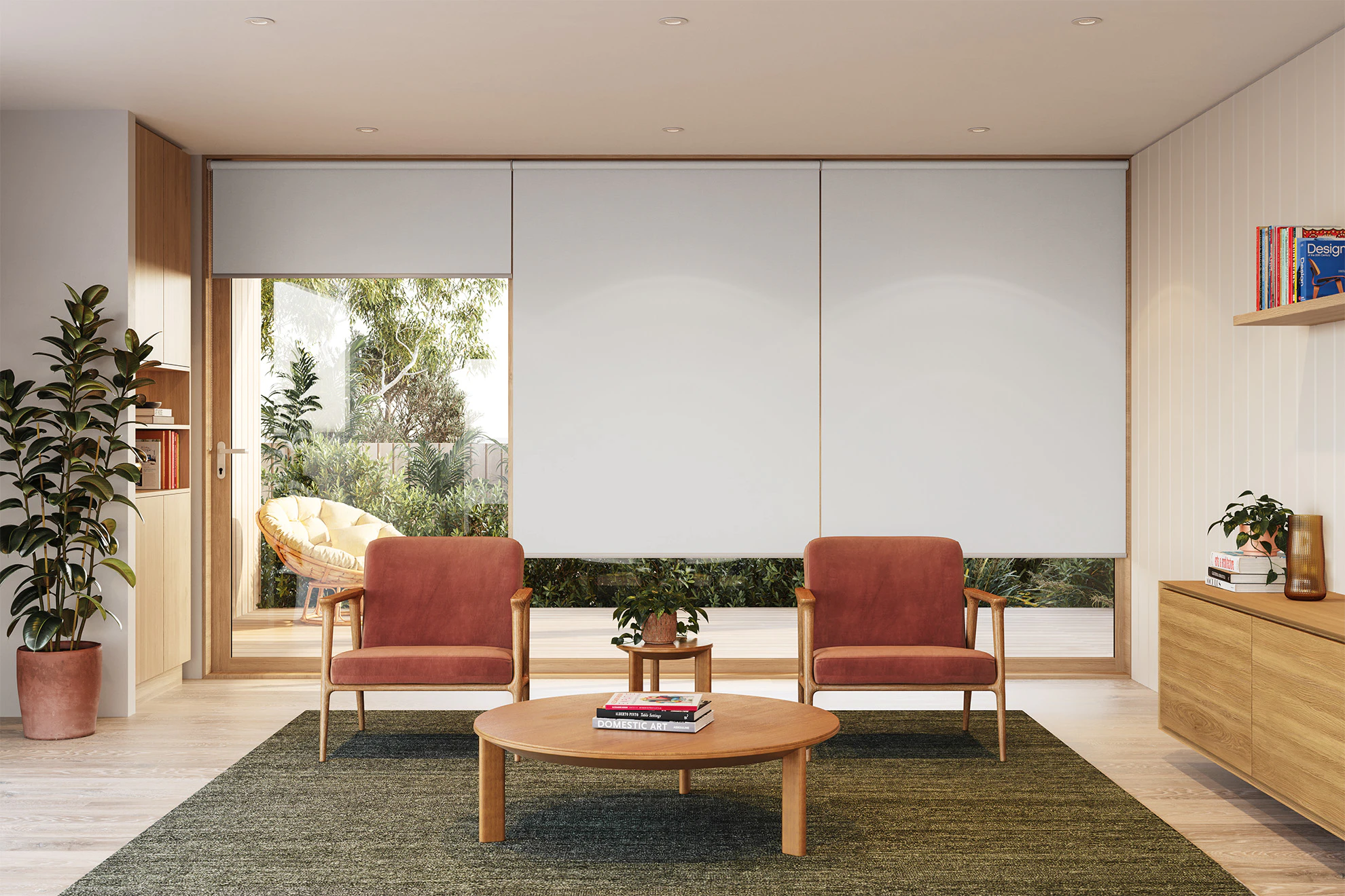 Jane Blackout Linked Roller Blinds in Cross