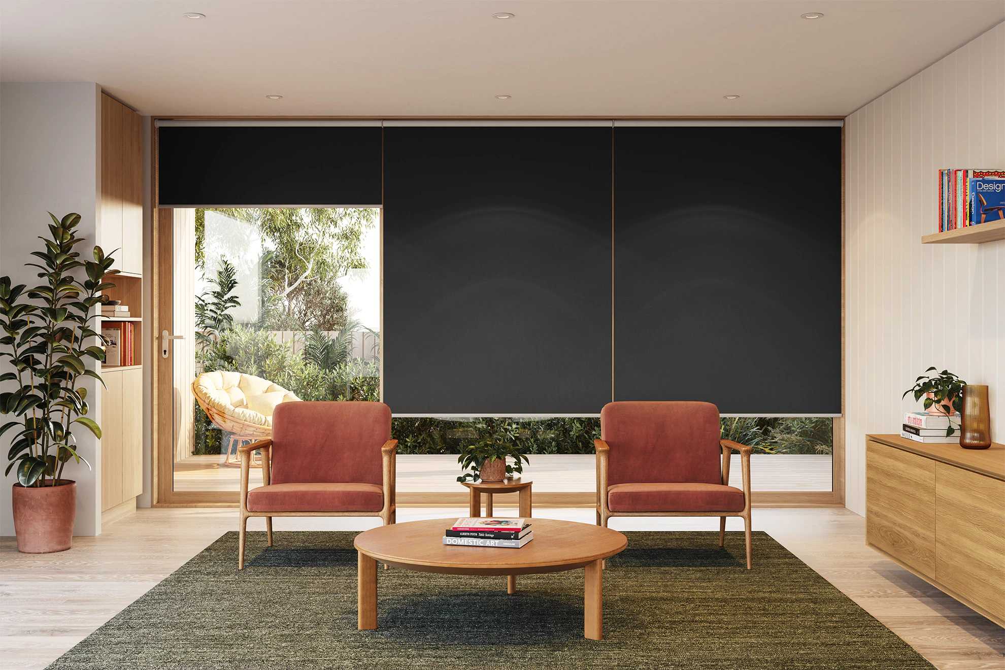Victoria Blackout Linked Roller Blinds in Black