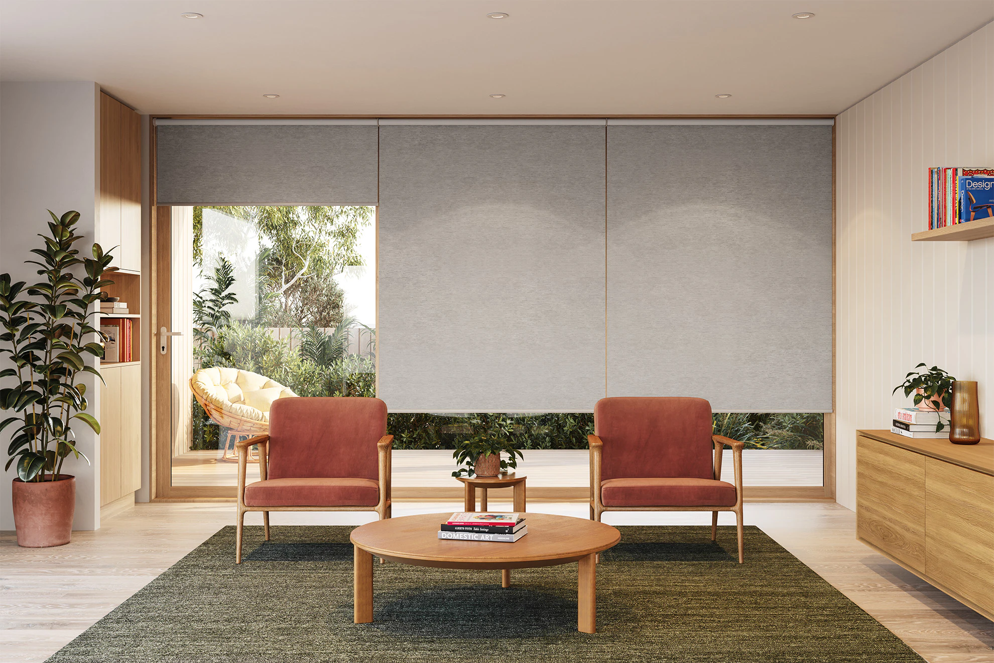 Lucy Blackout Linked Roller Blinds in Concrete