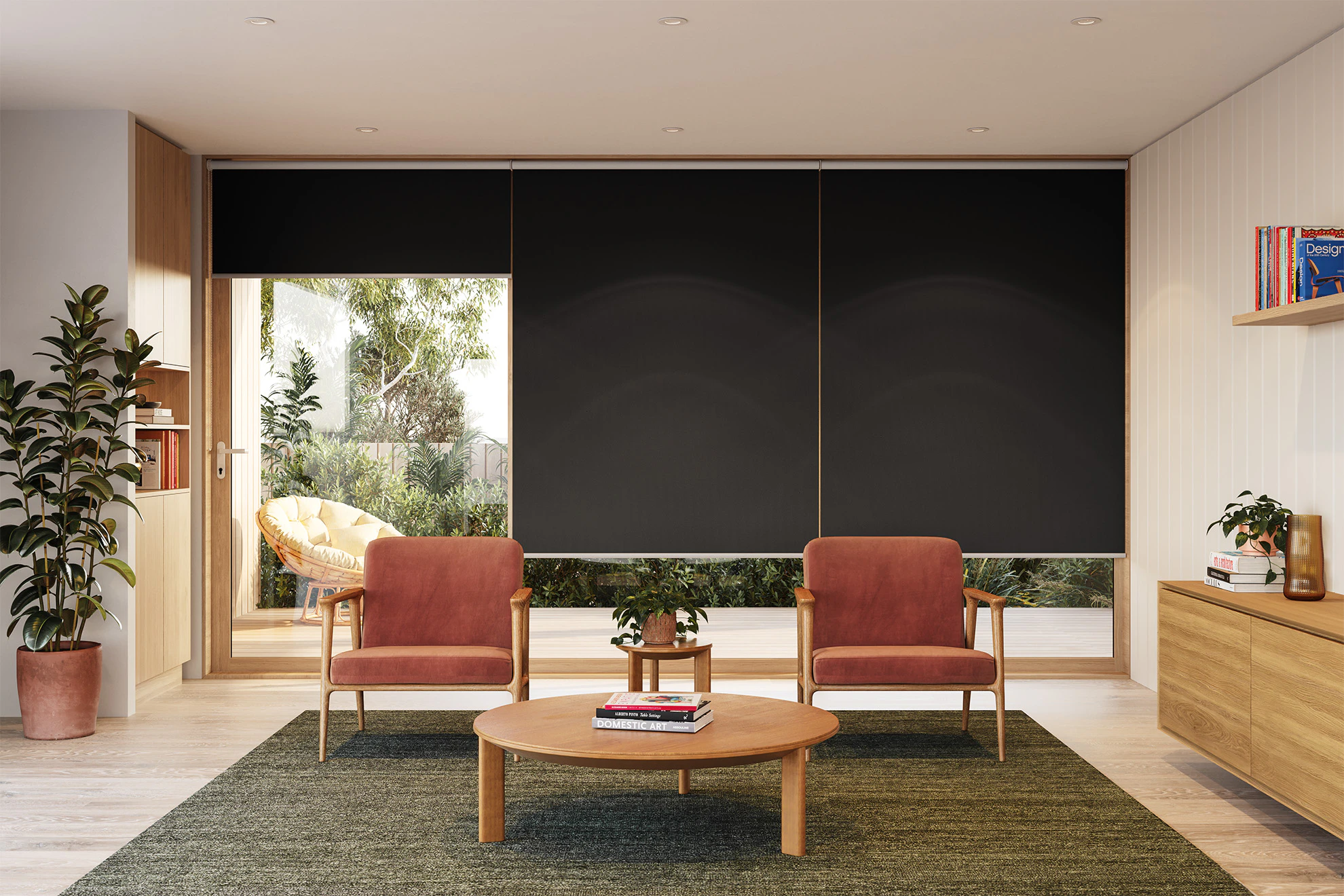 Victoria Blackout Linked Roller Blinds in Charcoal
