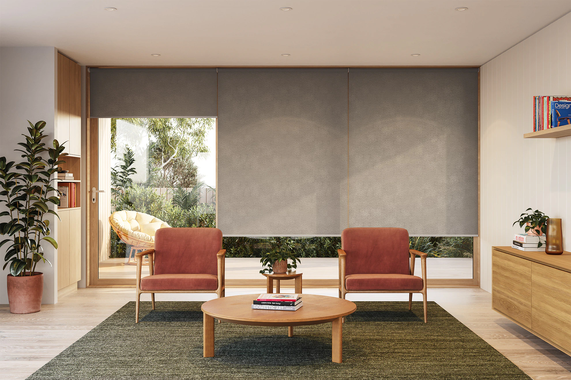 Margot Light Filter Linked Roller Blinds in Suede