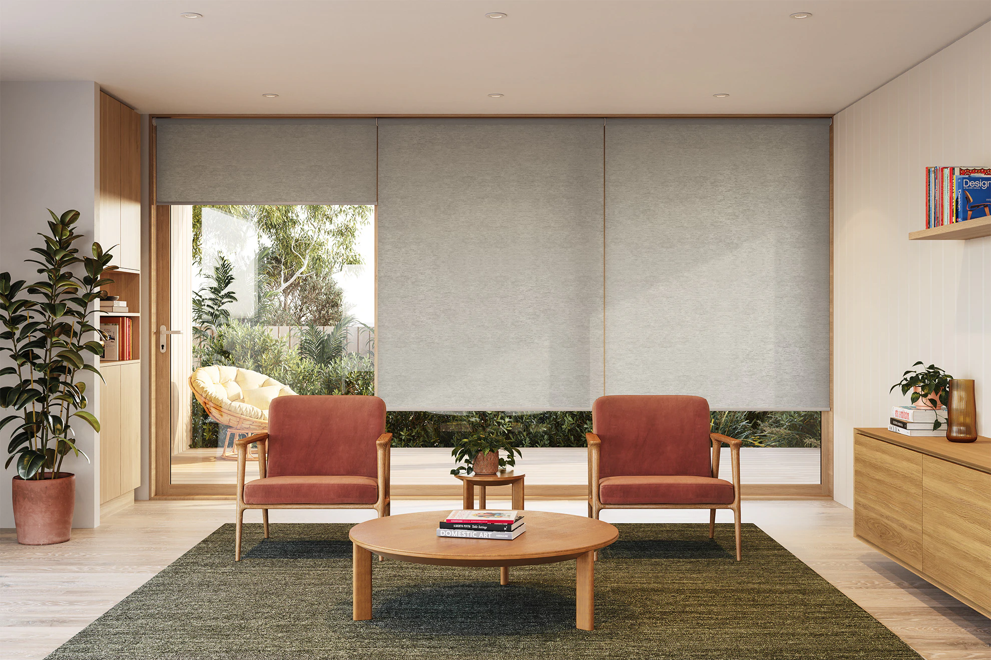 Lucy Light Filter Linked Roller Blinds in Concrete