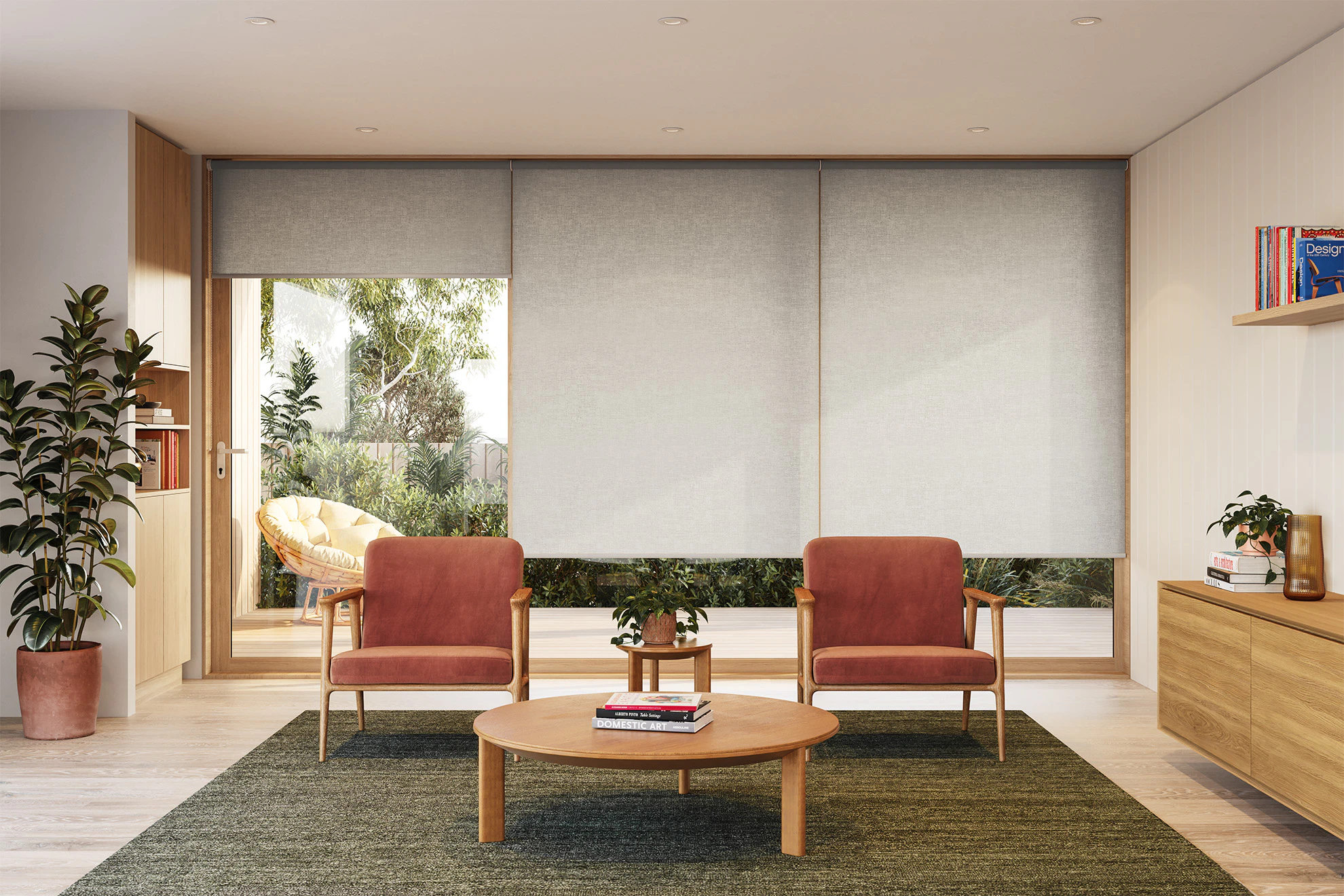 Marion Light Filter Linked Roller Blinds in Trellis