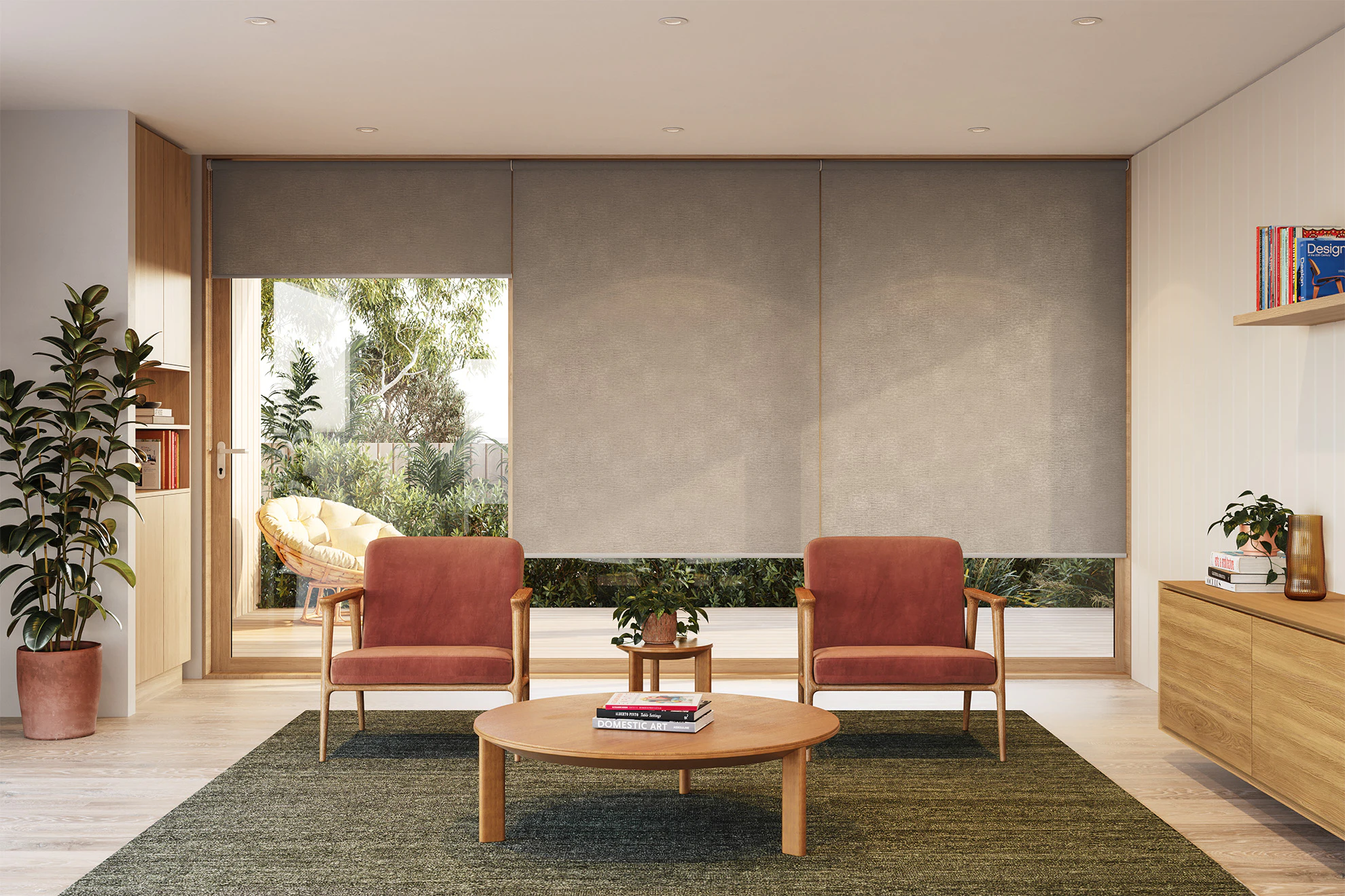 Margot Light Filter Linked Roller Blinds in Ceramic