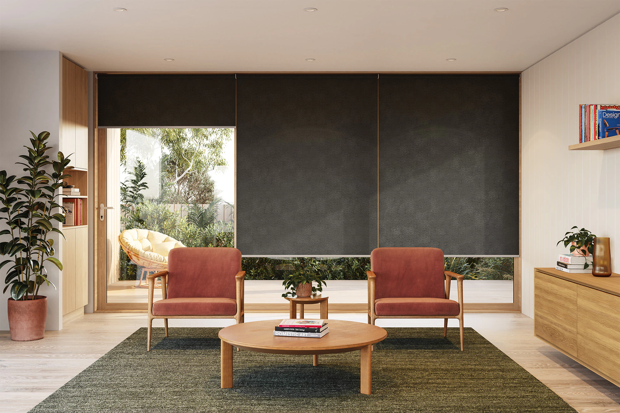 Margot Light Filter Linked Roller Blinds in Lava