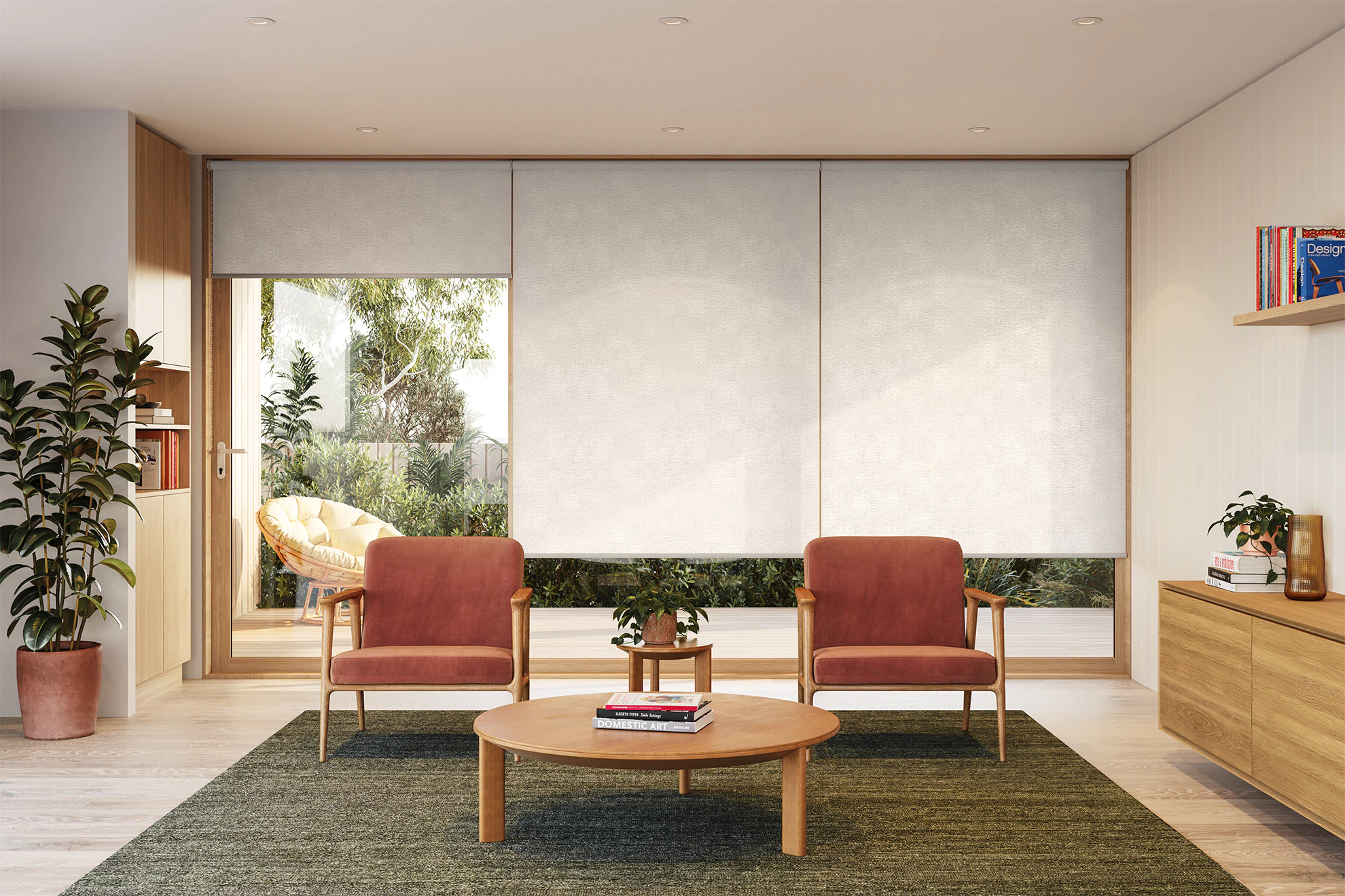 Margot Light Filter Linked Roller Blinds in Plaster