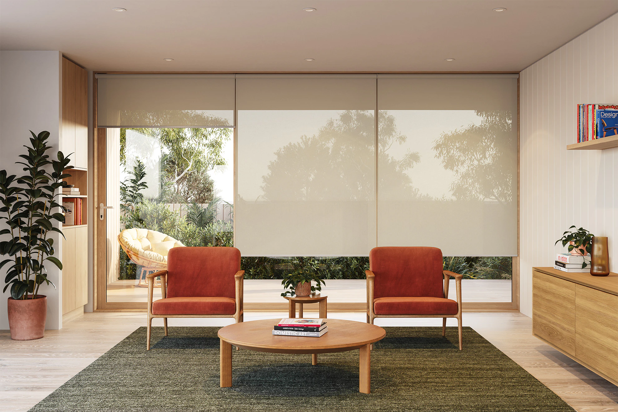 Sophie Sheer Sunscreen Linked Roller Blinds in Barley