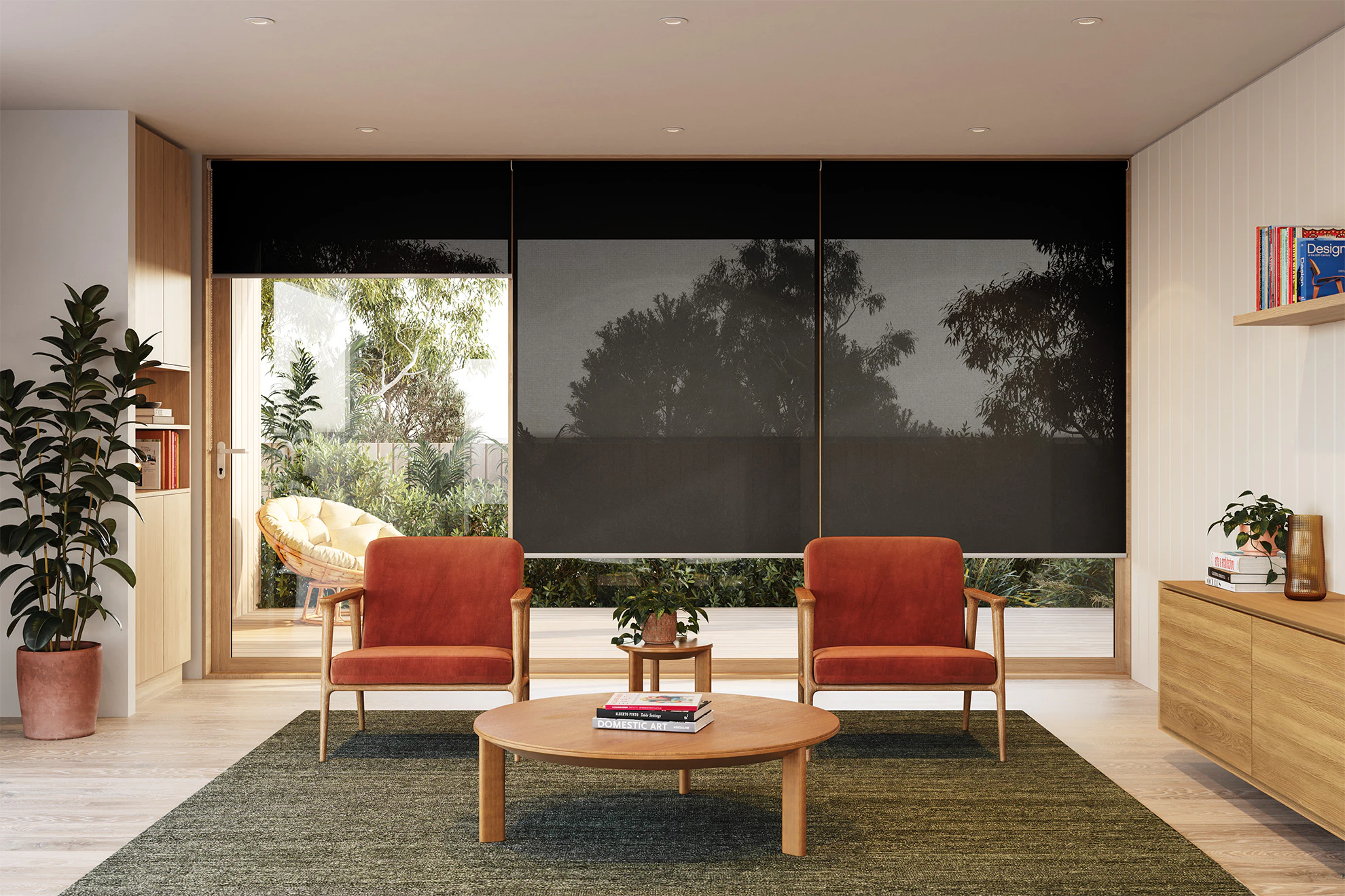 Sophie Sheer Sunscreen Linked Roller Blinds in Charcoal