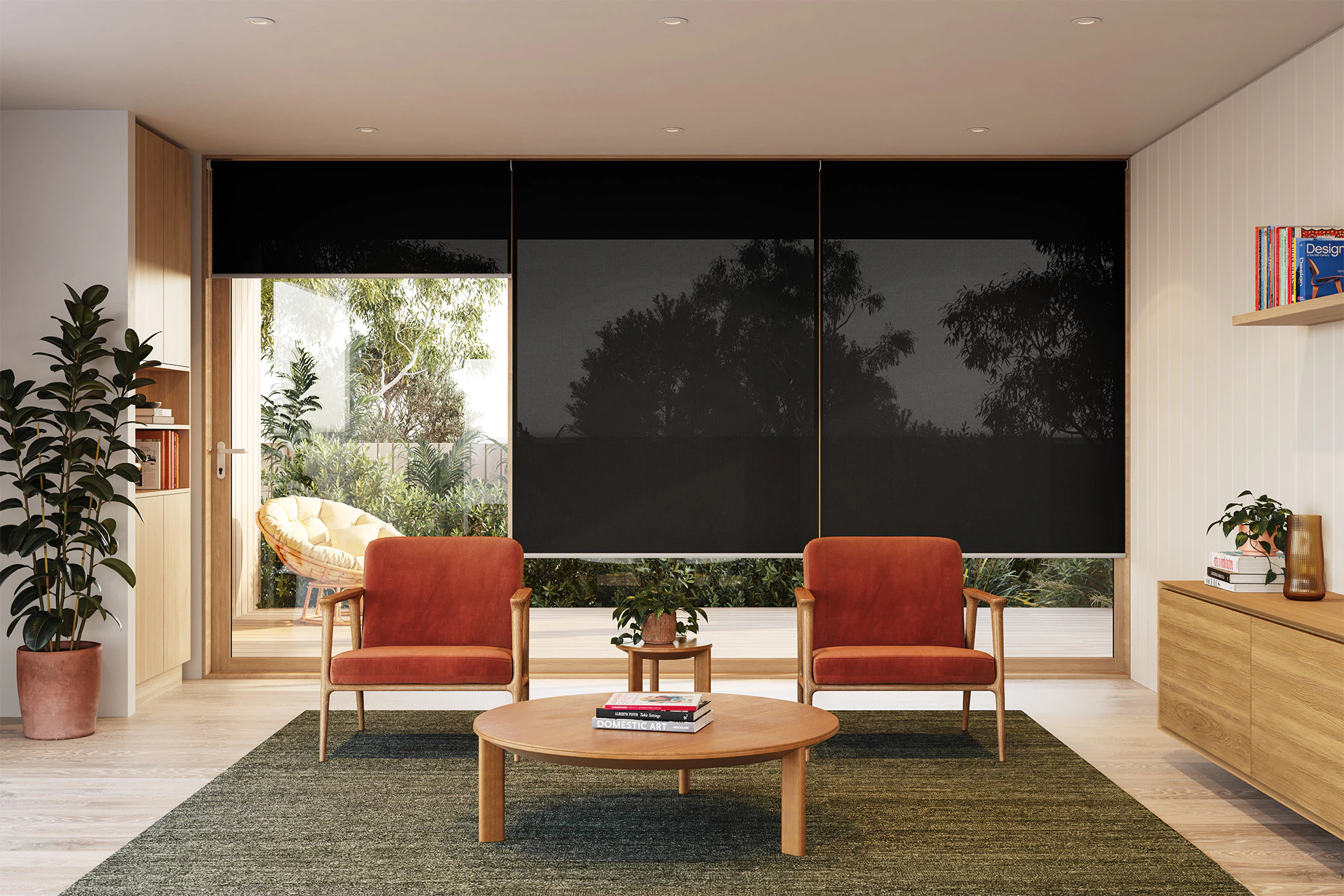 Victoria Sheer Sunscreen Linked Roller Blinds in Black