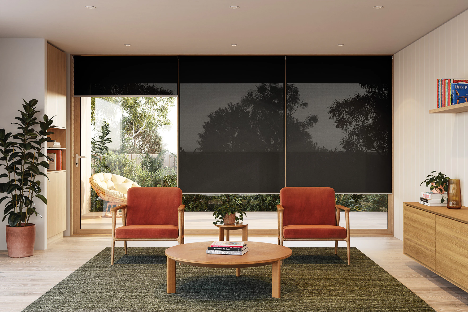 Victoria Sheer Sunscreen Linked Roller Blinds in Charcoal