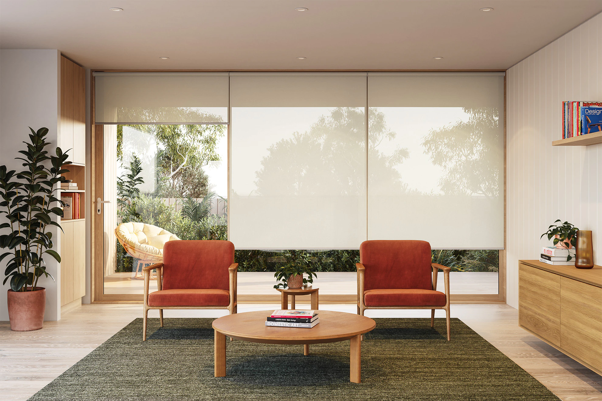 Sophie Sheer Sunscreen Linked Roller Blinds in Ivory