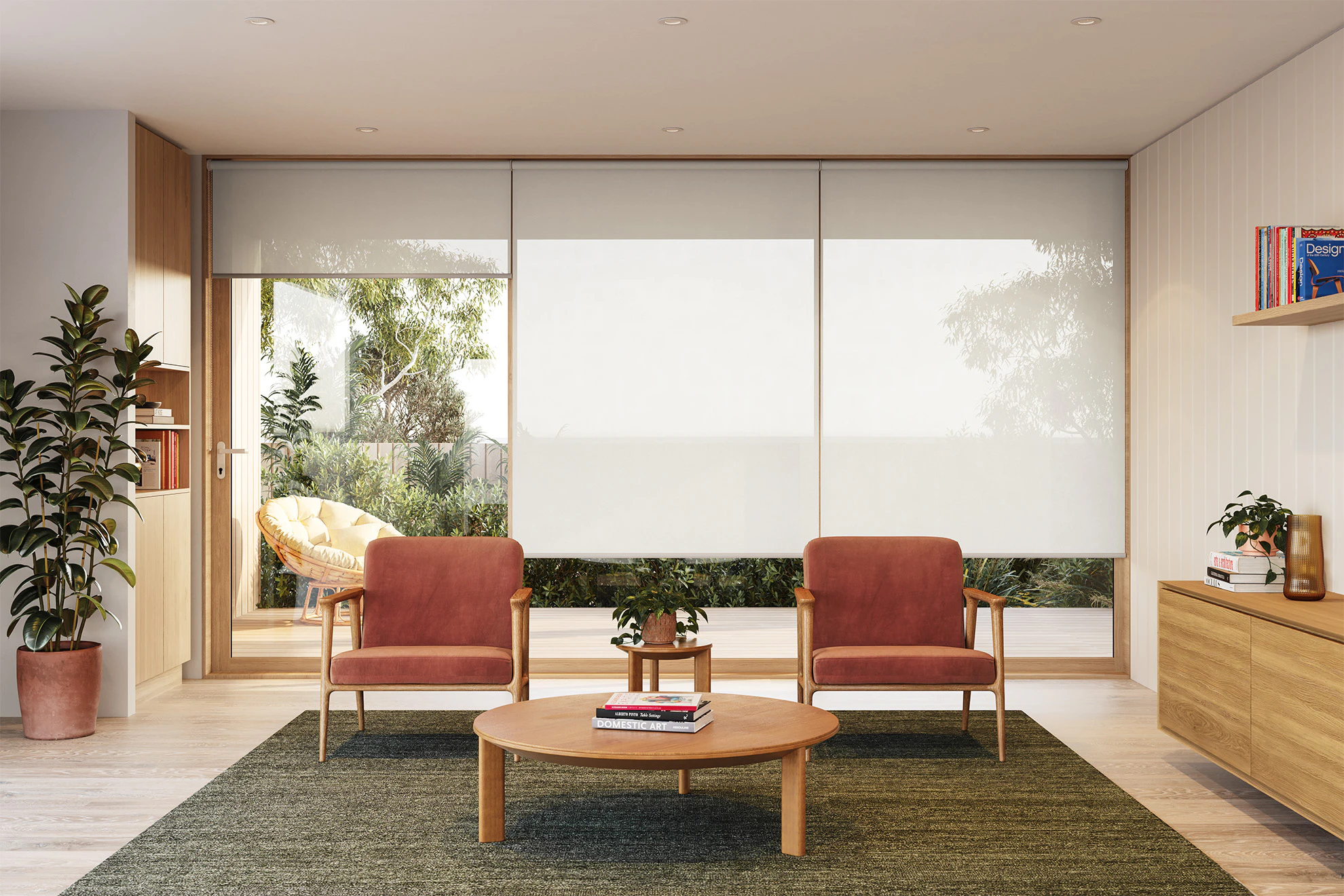 Sophie Sheer Sunscreen Linked Roller Blinds in Pure White