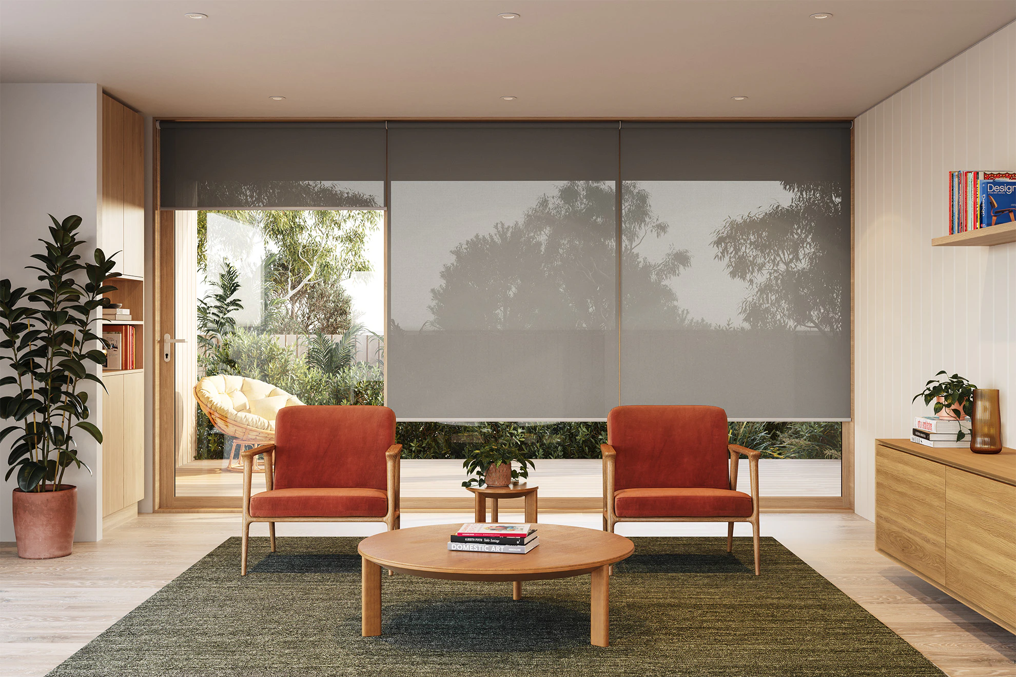 Sophie Sheer Sunscreen Linked Roller Blinds in Grey