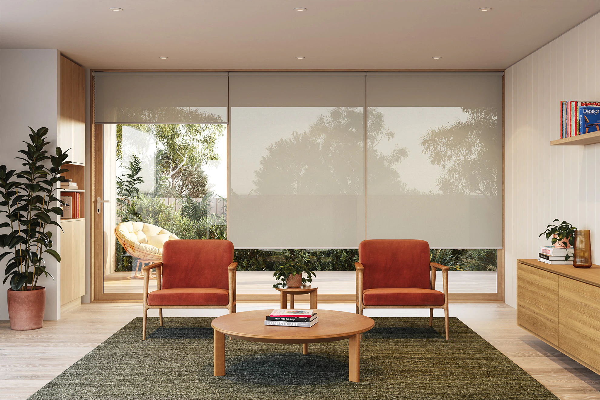 Victoria Sheer Sunscreen Linked Roller Blinds in Sand